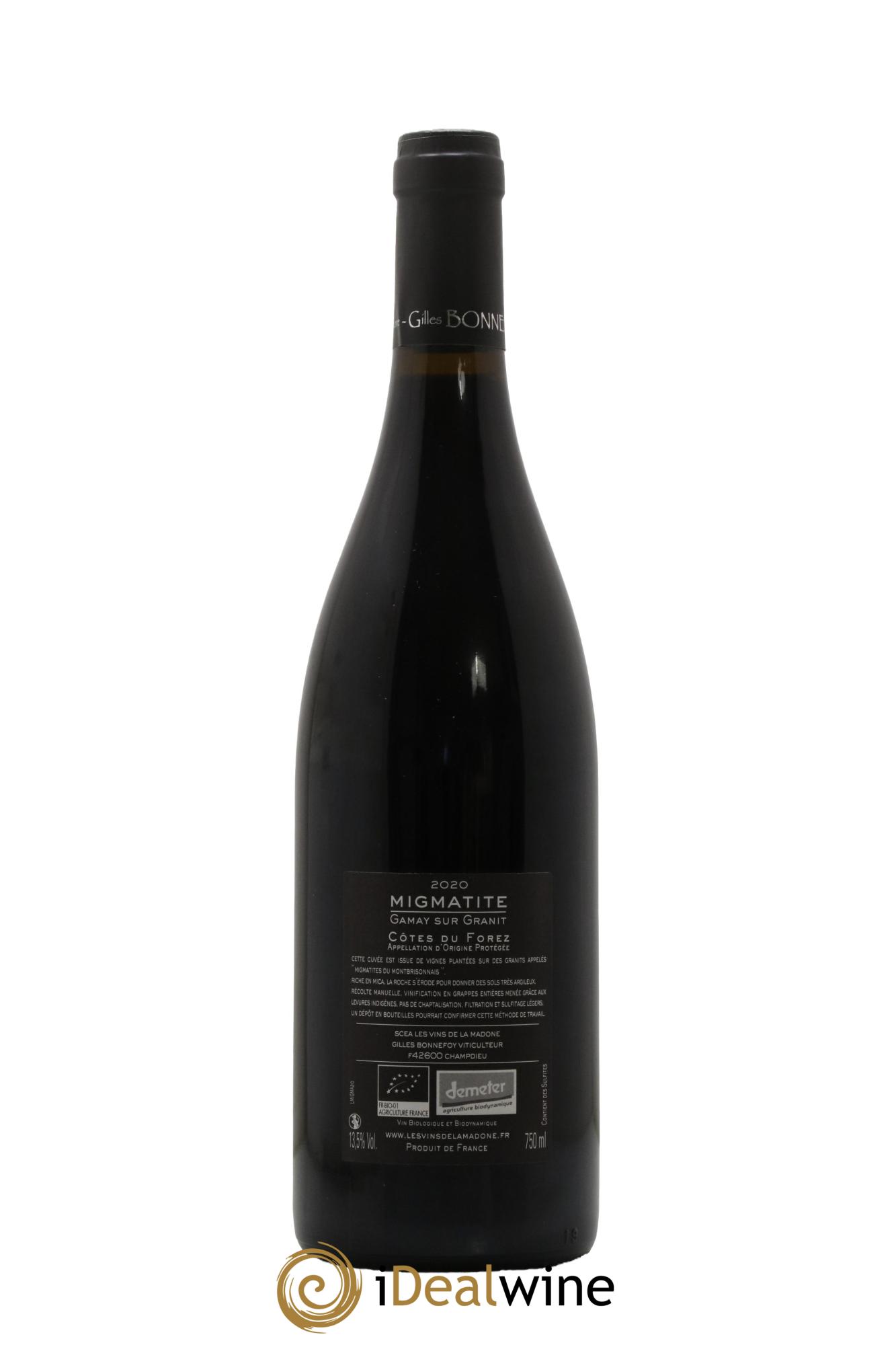 Côtes-du-Forez Migmatite Gamay sur Granit Les Vins de la Madone Gilles Bonnefoy 2020 - Lot de 1 bouteille - 1