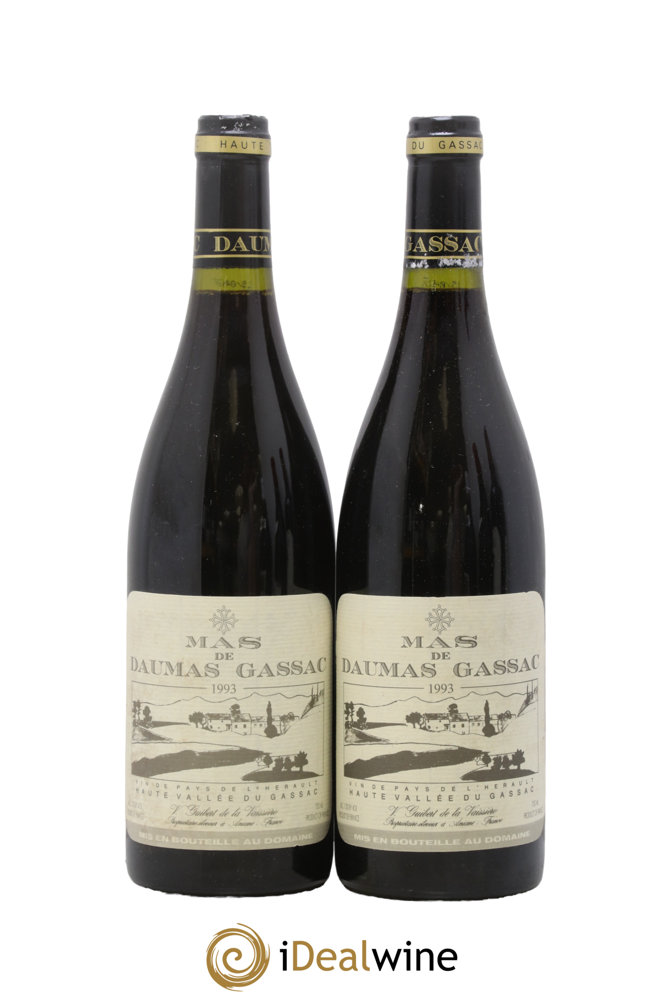 Saint-Guilhem-le-Désert - Cité d'Aniane Mas Daumas Gassac Famille Guibert de La Vaissière 1993 - Lot of 2 bottles - 0