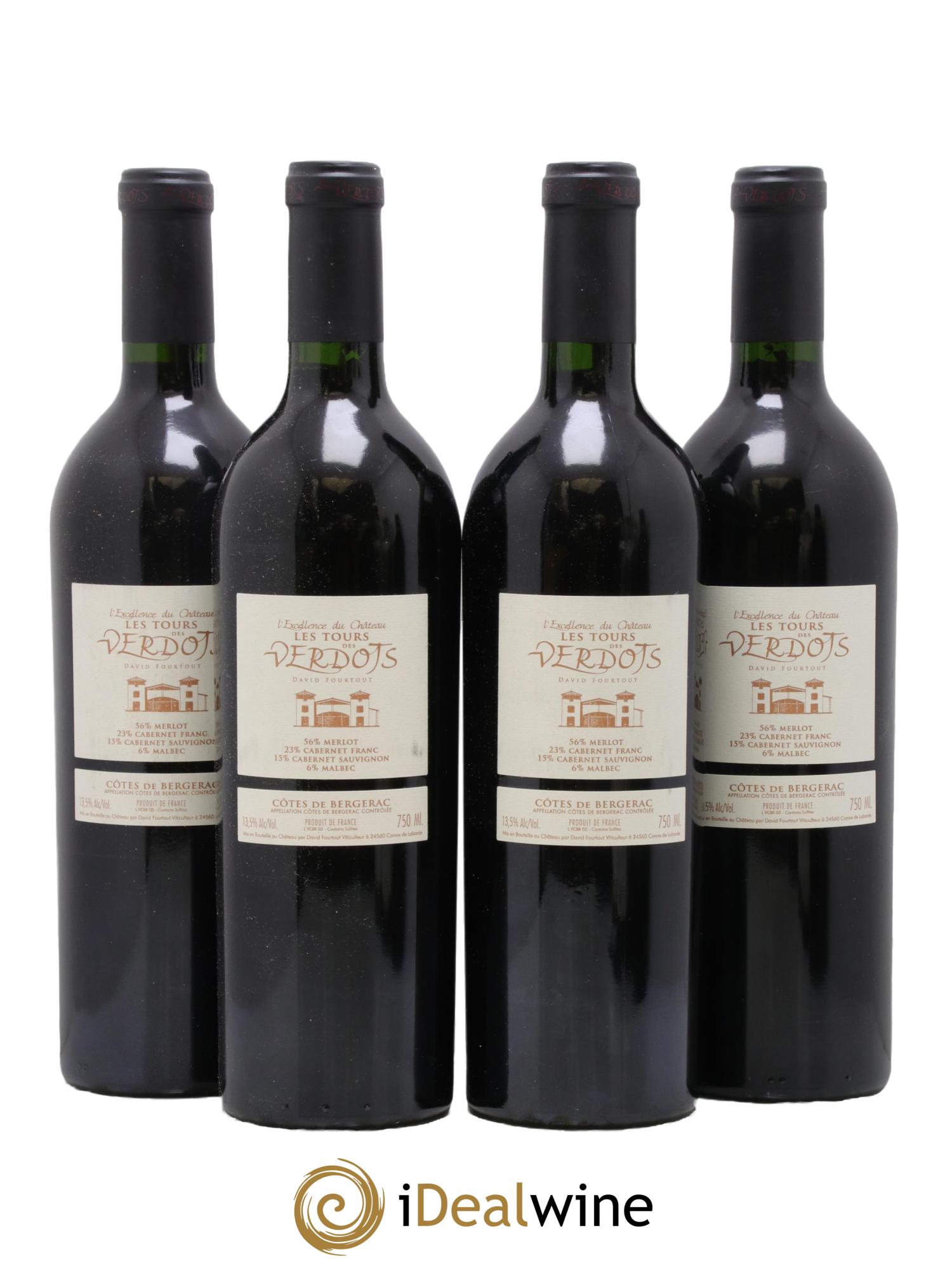 Côtes de Bergerac Les Verdots L'Excellence David Fourtout 2005 - Lotto di 4 bottiglie - 1
