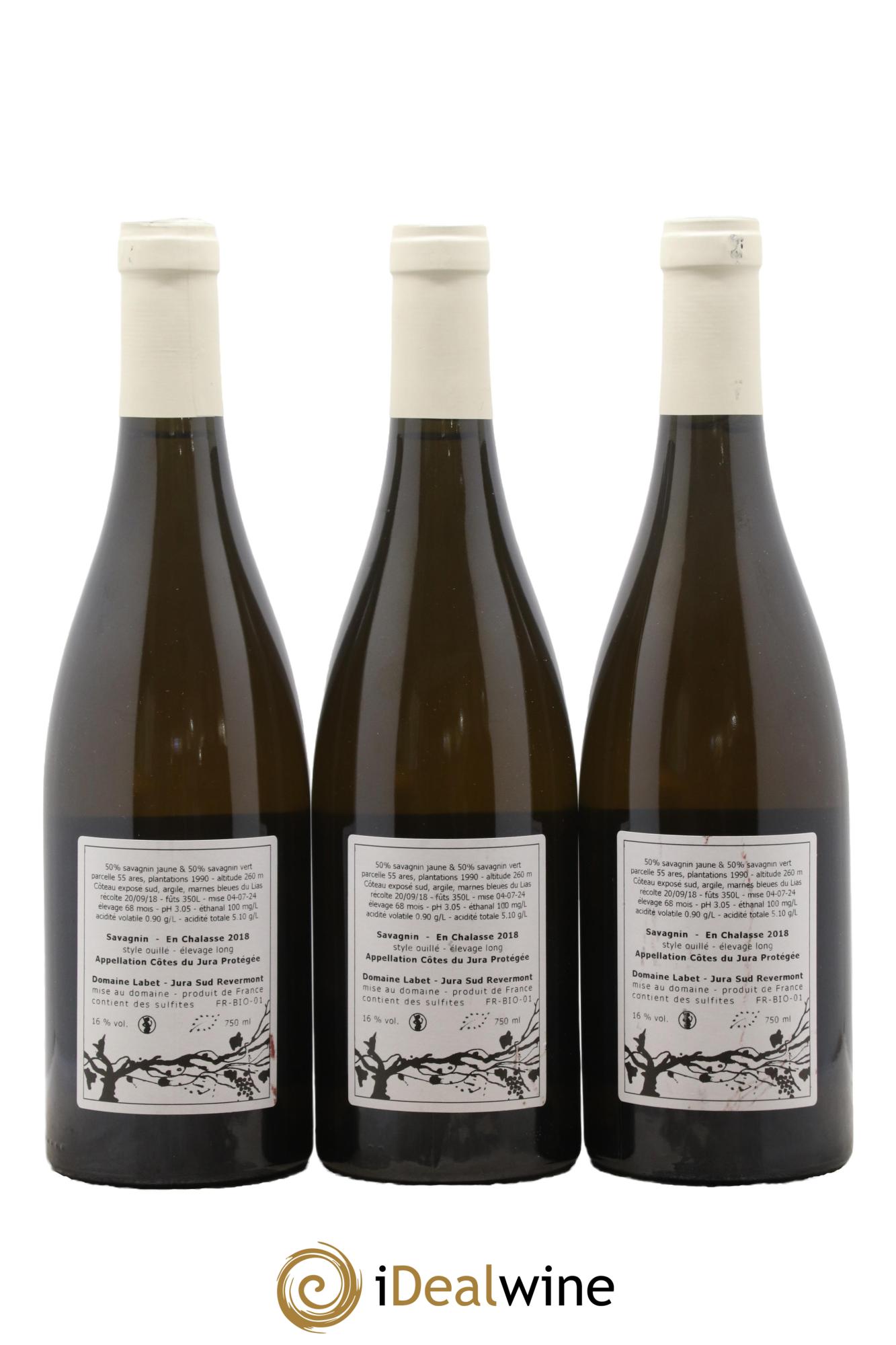 Côtes du Jura Savagnin en Chalasse Elevage Long Romain - Julien - Charline Labet 2018 - Lot de 3 bouteilles - 1