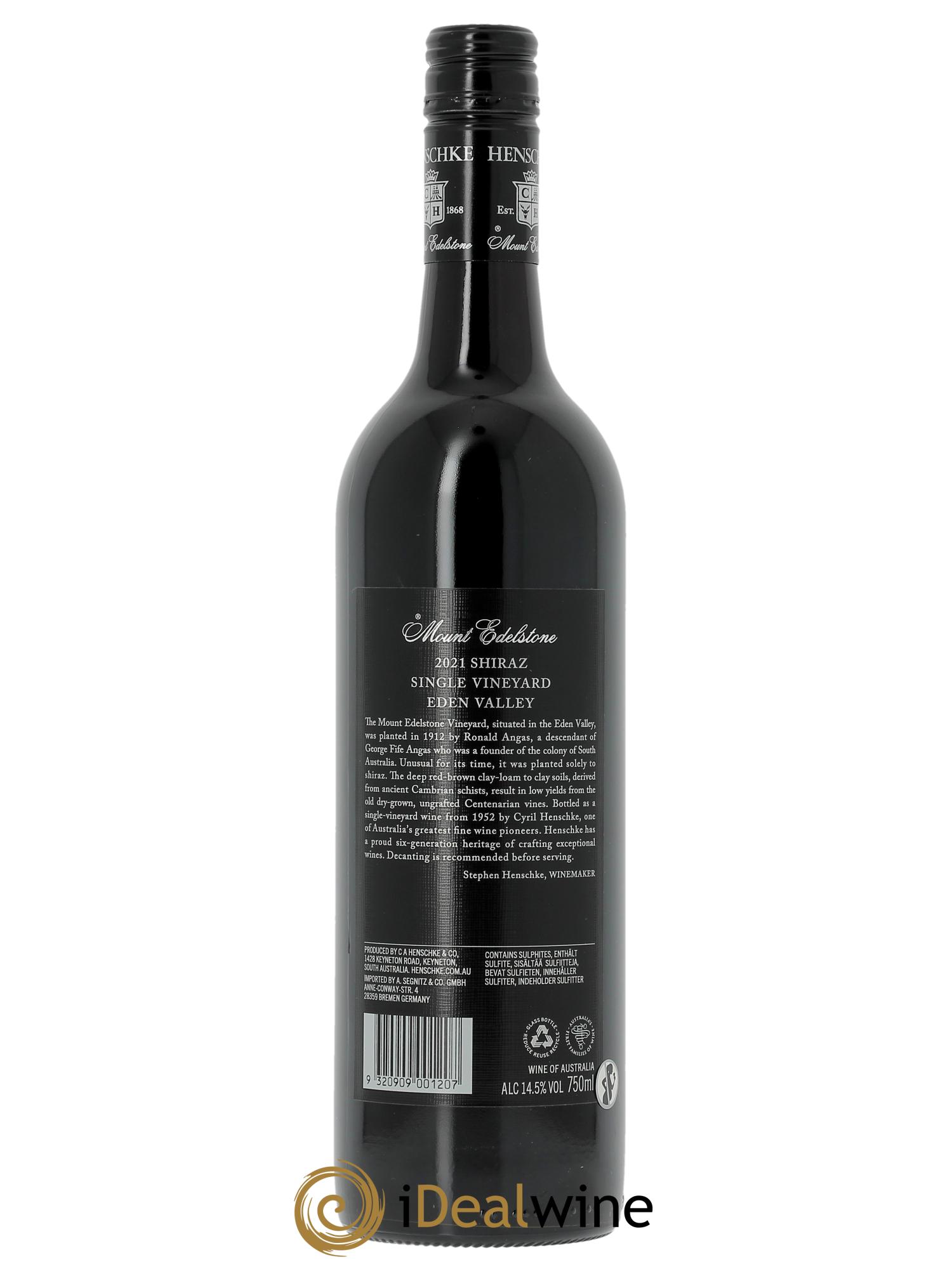 Eden Valley Mount Edelstone Shiraz  Henschke  2021 - Lot de 1 bouteille - 2