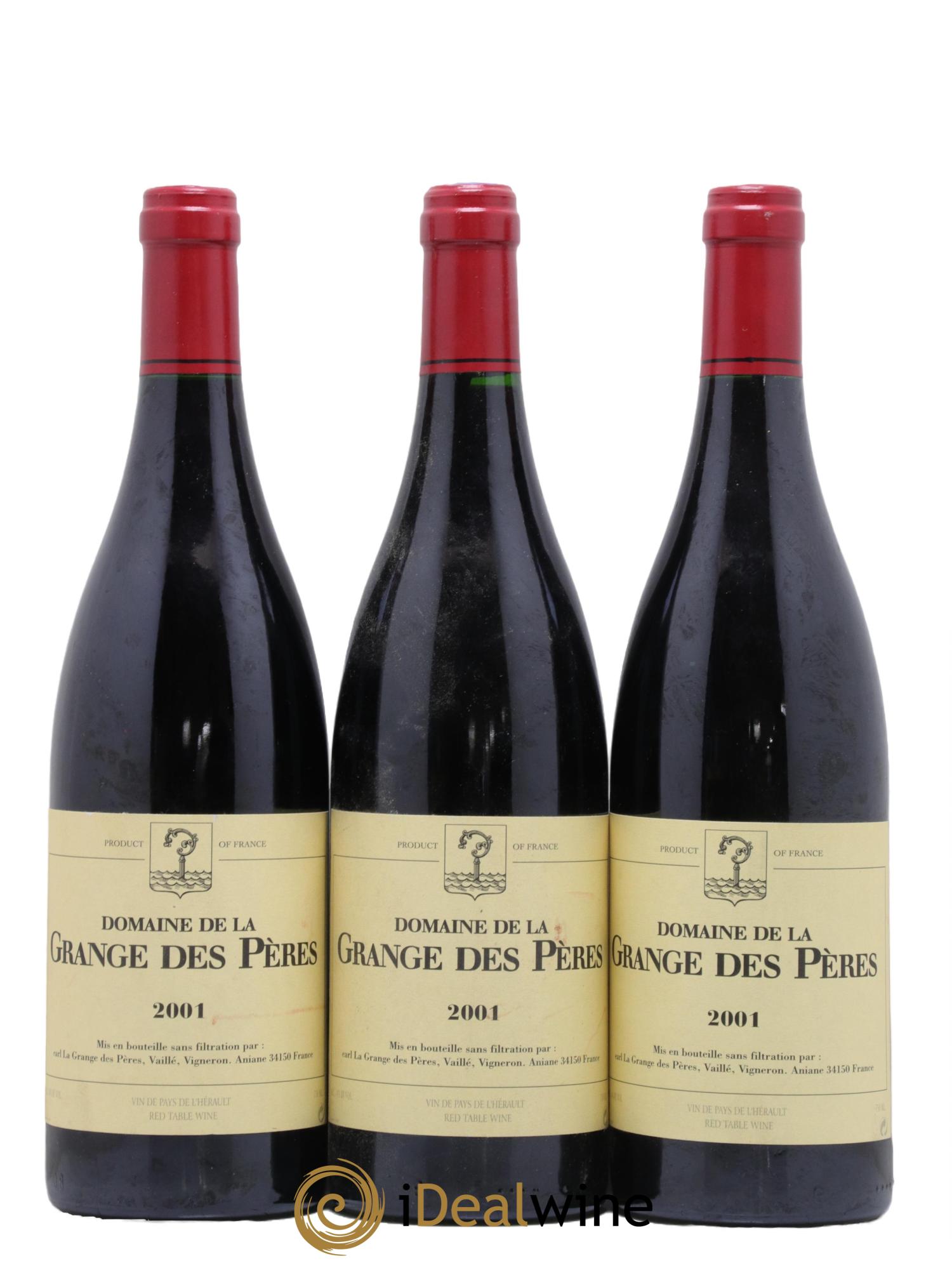 Pays d'Hérault Grange des Pères Laurent Vaillé 2001 - Lot de 3 bouteilles - 0