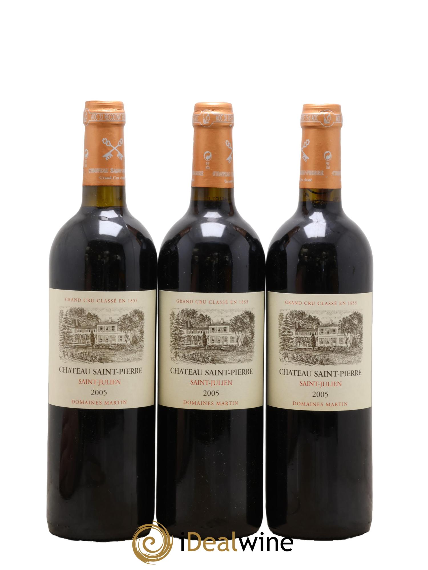 Château Saint-Pierre 4ème Grand Cru Classé 2005 - Lotto di 3 bottiglie - 0
