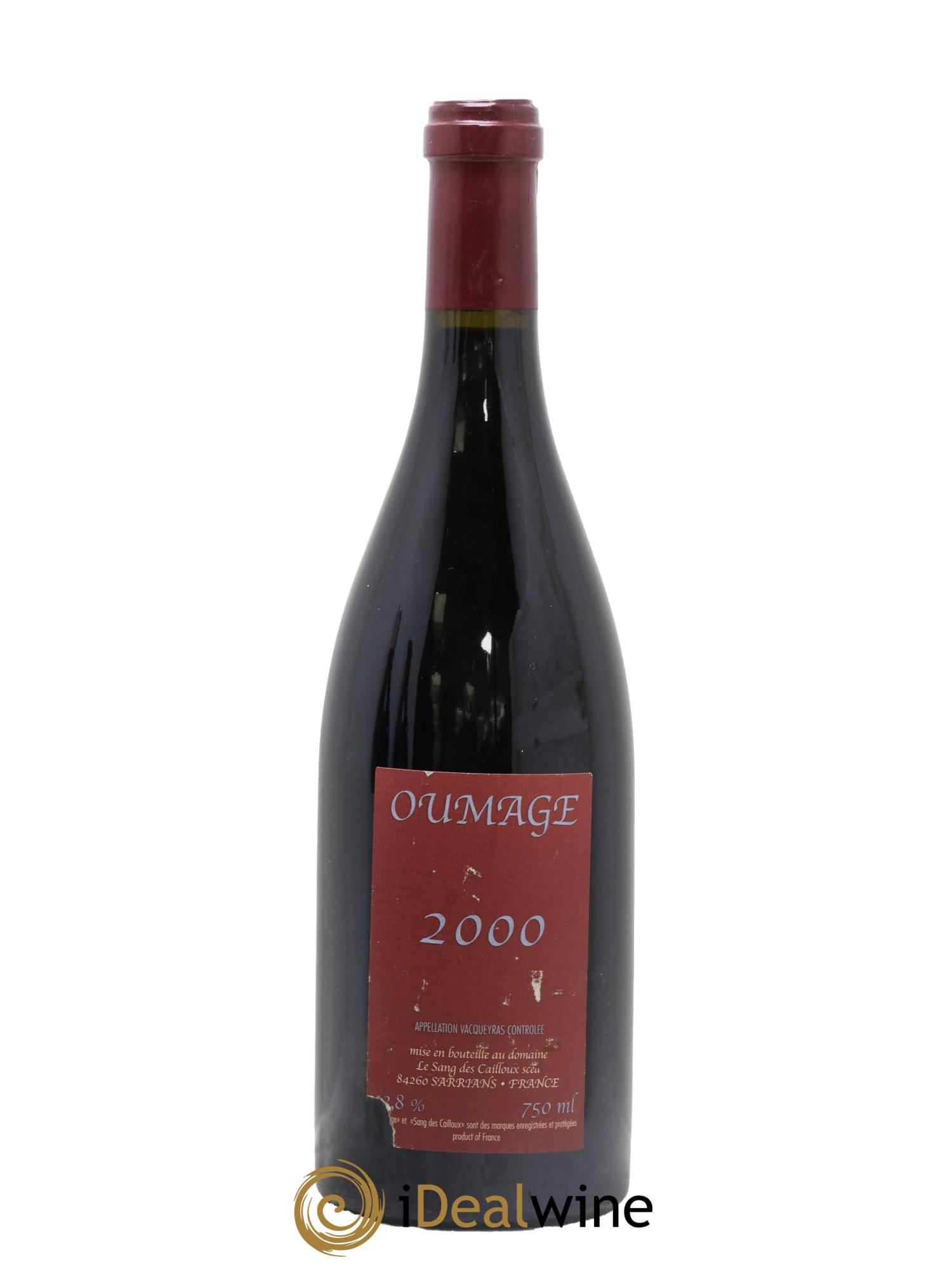 Vacqueyras Oumage Le Sang des Cailloux 2000 - Lot de 1 bouteille - 1