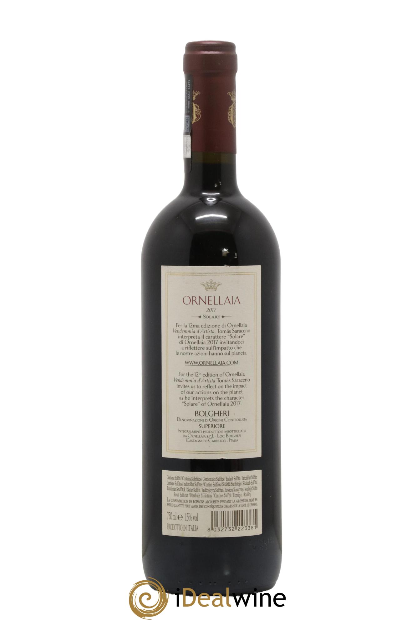 Bolgheri DOC Superiore Ornellaia Tenuta Dell'Ornellaia - Frescobaldi 2017 - Lot de 1 bouteille - 1