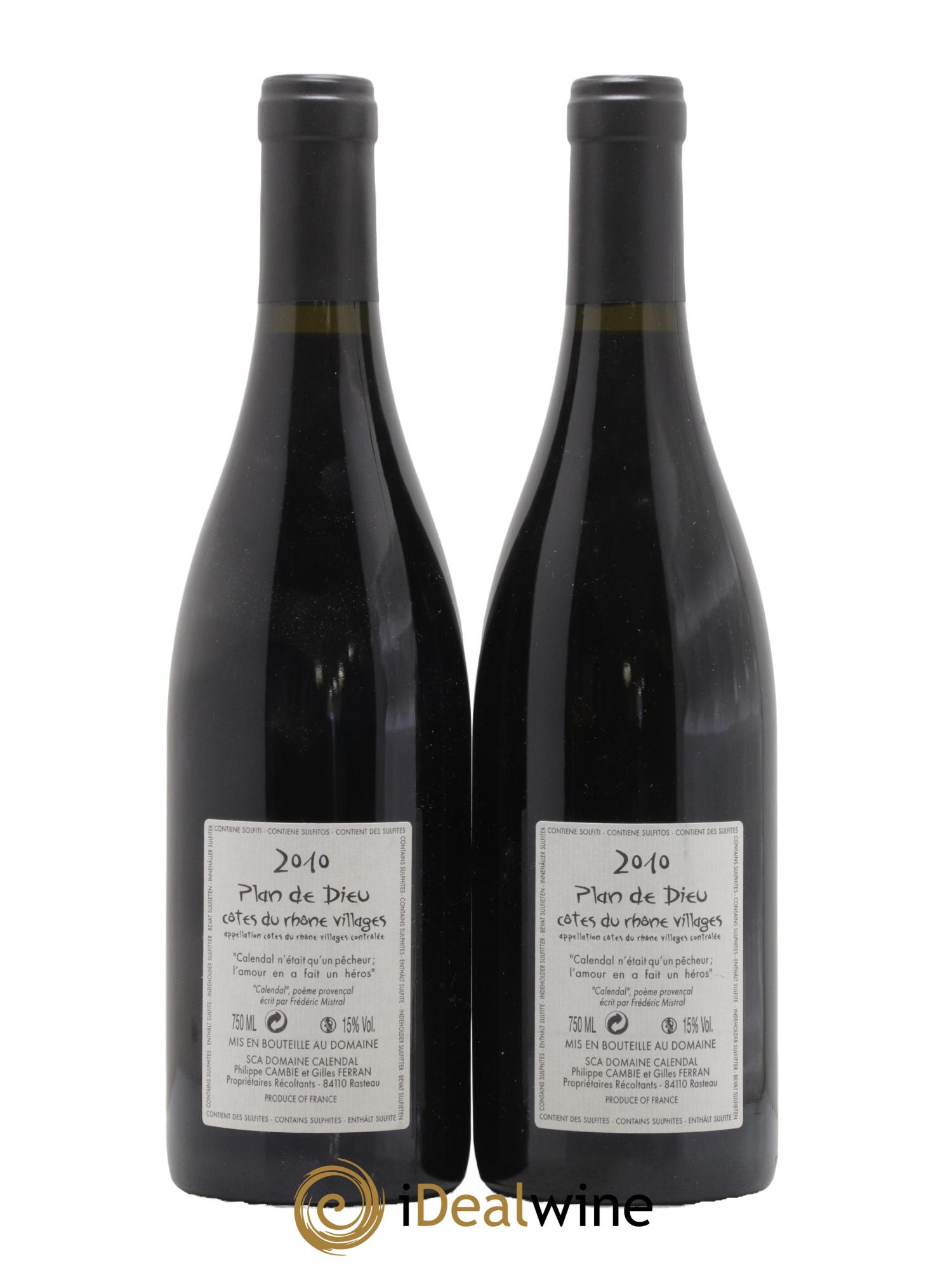 Côtes-du-Rhône Le Plan de Dieu Calendal 2010 - Lot of 2 bottles - 1