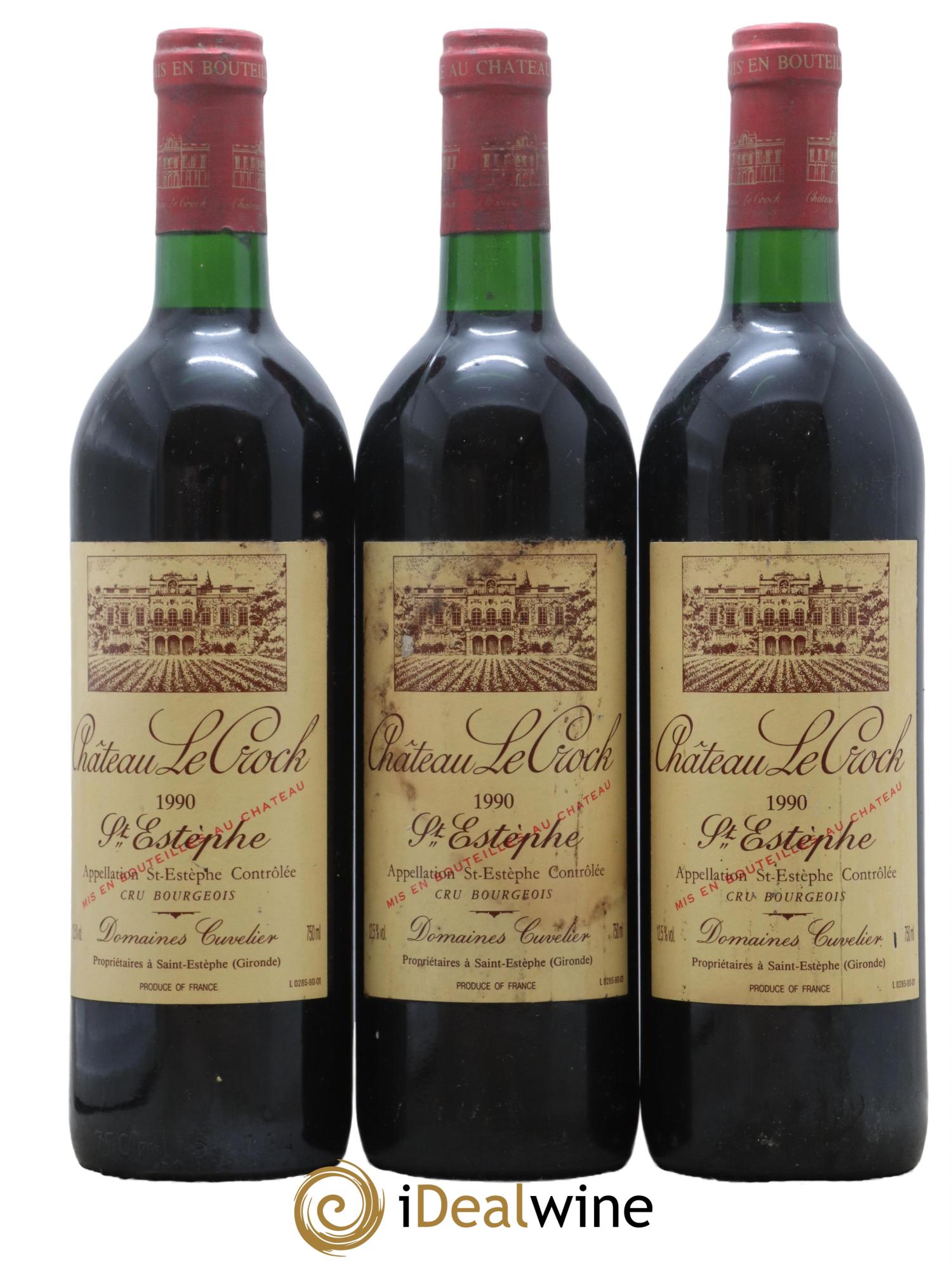 Château le Crock Cru Bourgeois 1990 - Lot de 3 bouteilles - 0