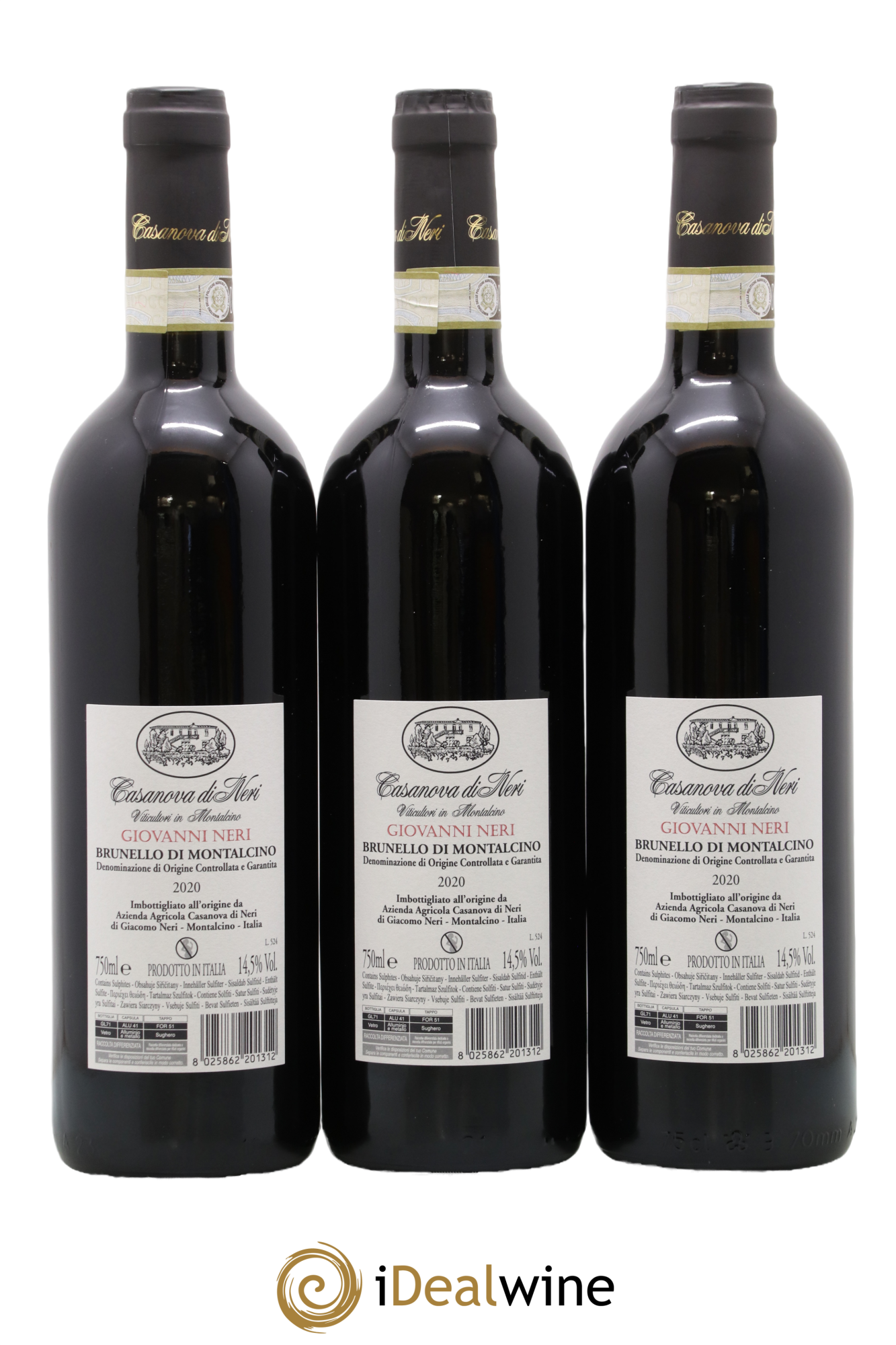 Brunello di Montalcino DOCG Casanova di Neri - Giacomo Neri 2020 - Lot de 3 bouteilles - 1