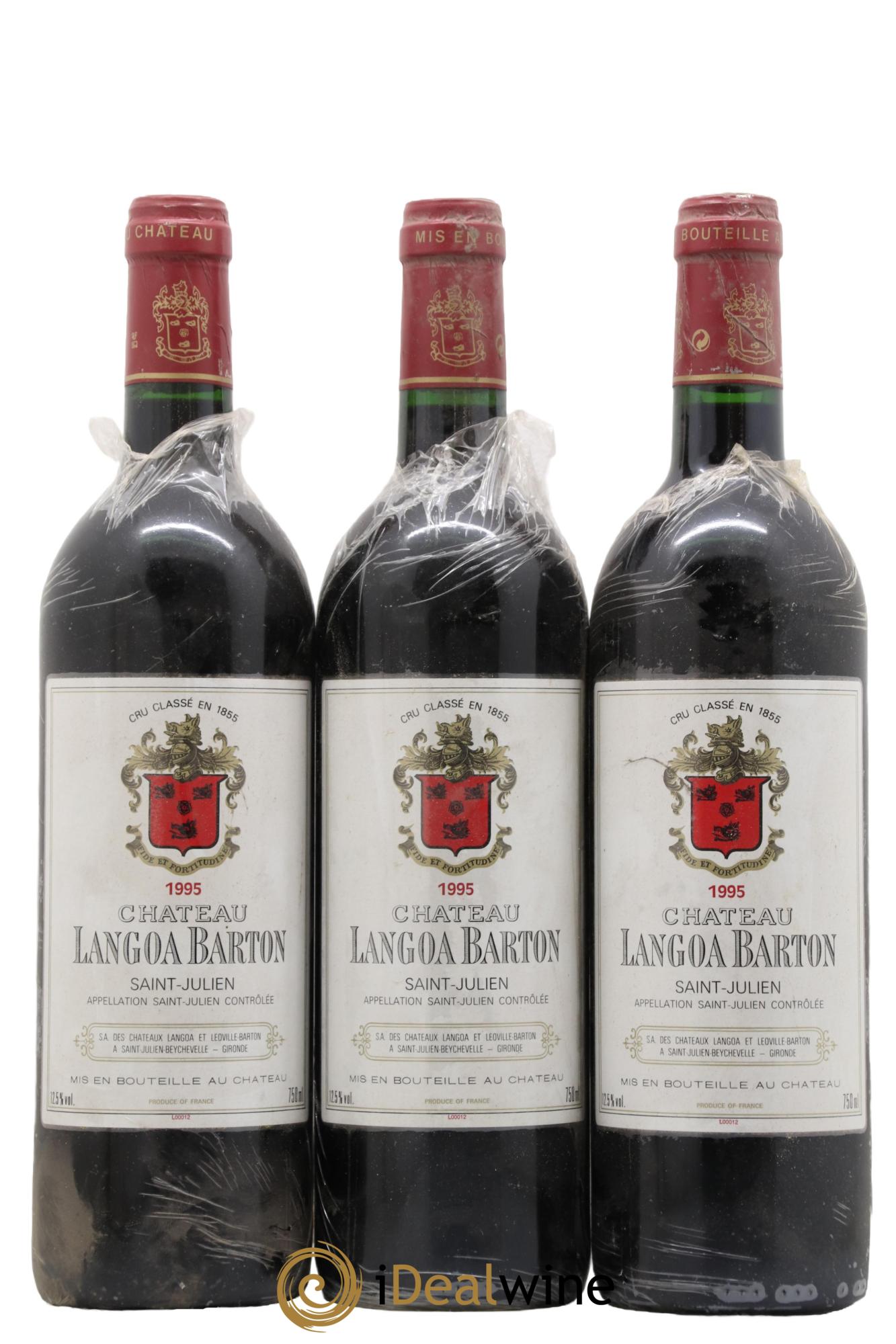 Château Langoa Barton 3ème Grand Cru Classé 1995 - Lot de 3 bouteilles - 0