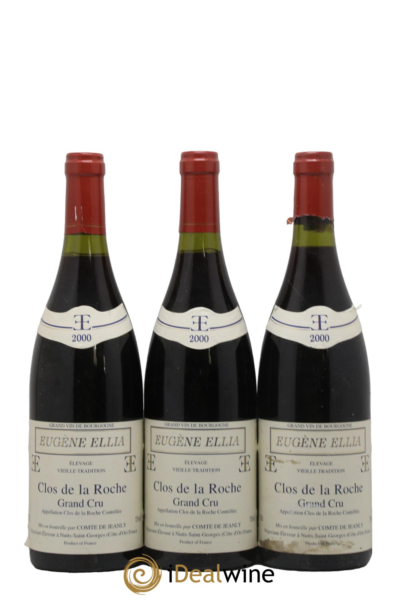 Clos de la Roche Grand Cru Eugène Ellia Comte de Jeanly 2000 - Lot de 3 bouteilles - 0