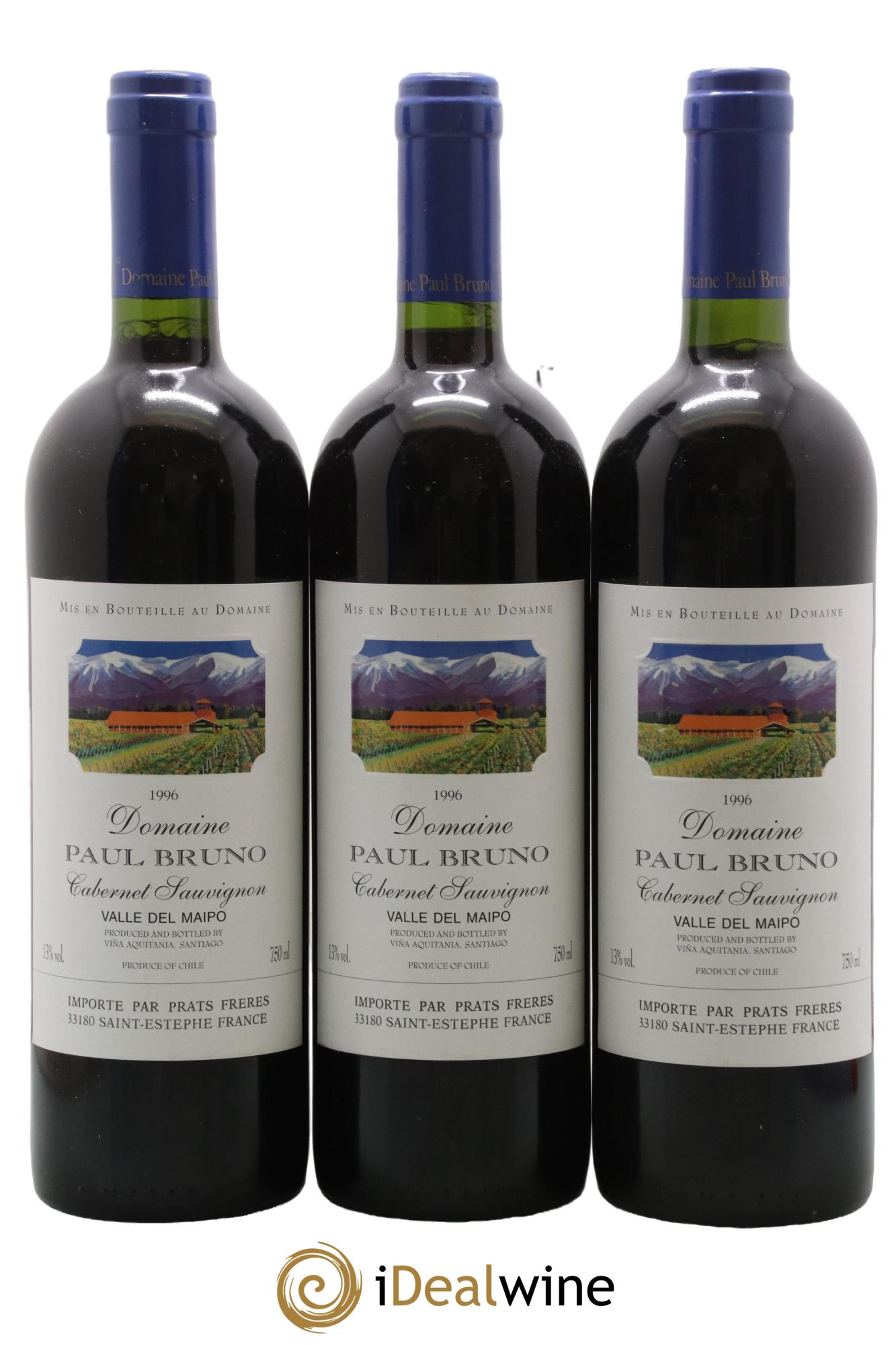Maipo Domaine Paul Bruno Cabernet Sauvignon 1996 - Lot de 3 bouteilles - 0