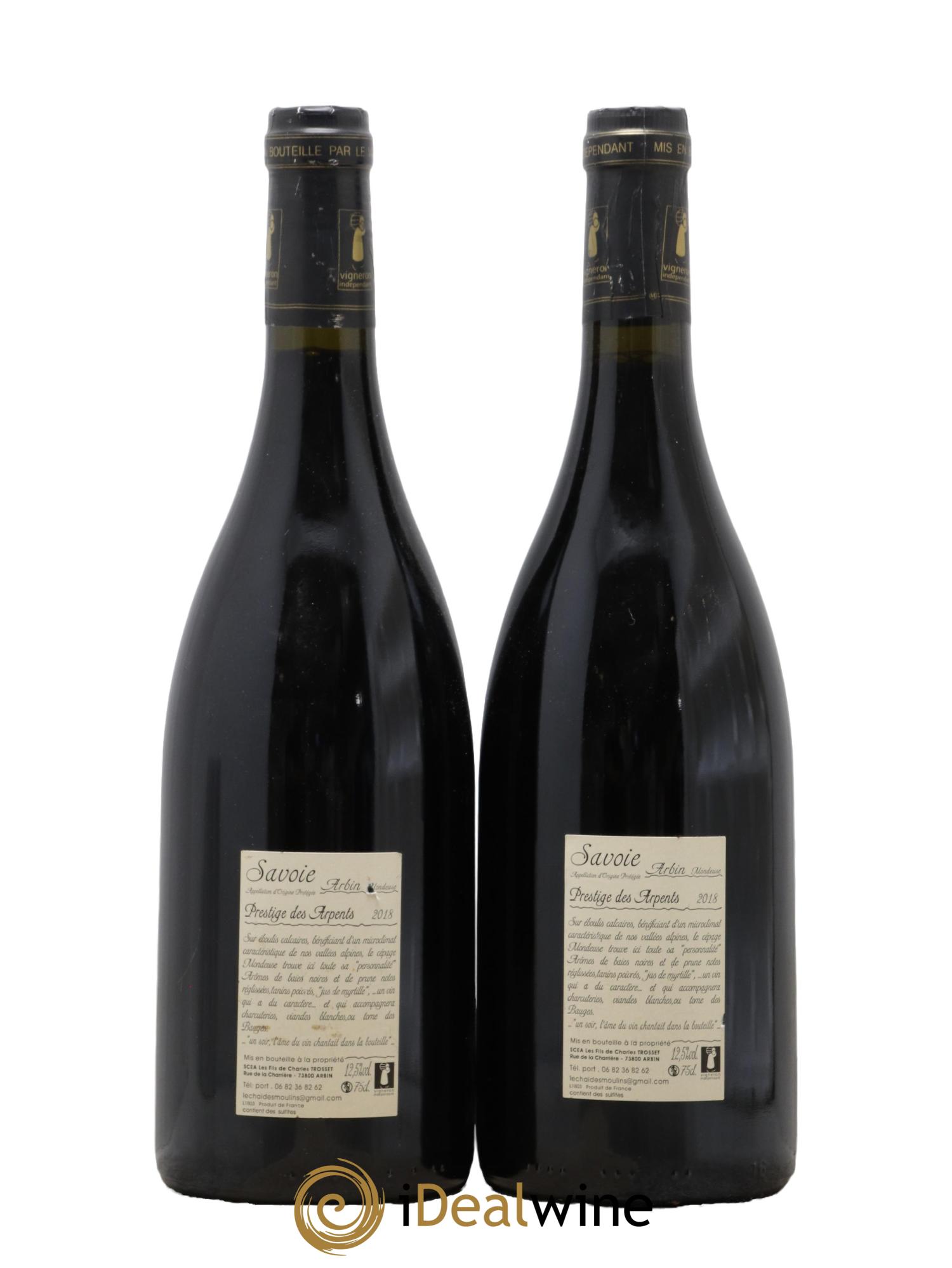 Vin de Savoie Arbin Mondeuse Prestige des Arpents Trosset 2018 - Lotto di 2 bottiglie - 1