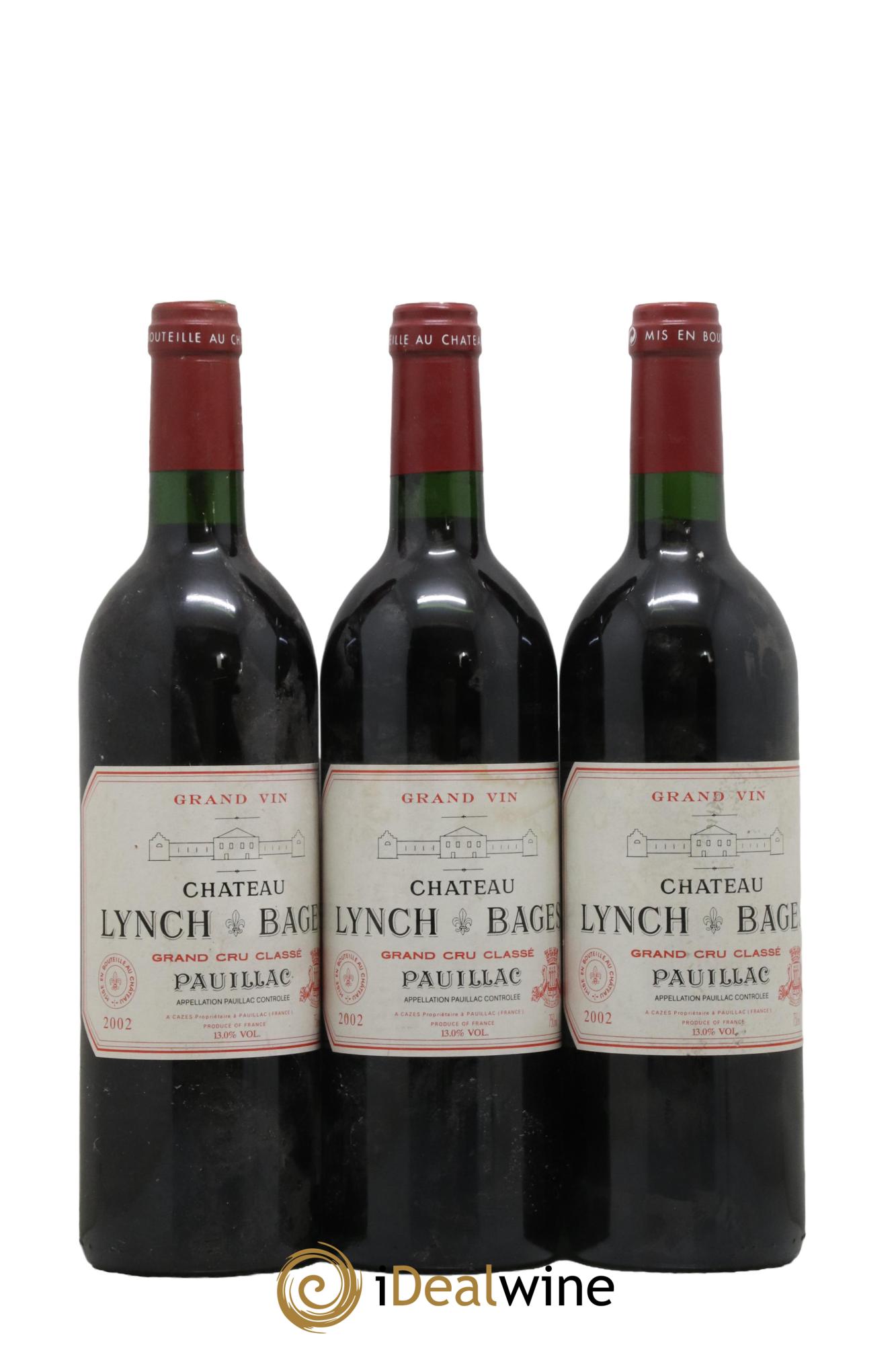 Château Lynch Bages 5ème Grand Cru Classé 2002 - Lot de 3 bouteilles - 0