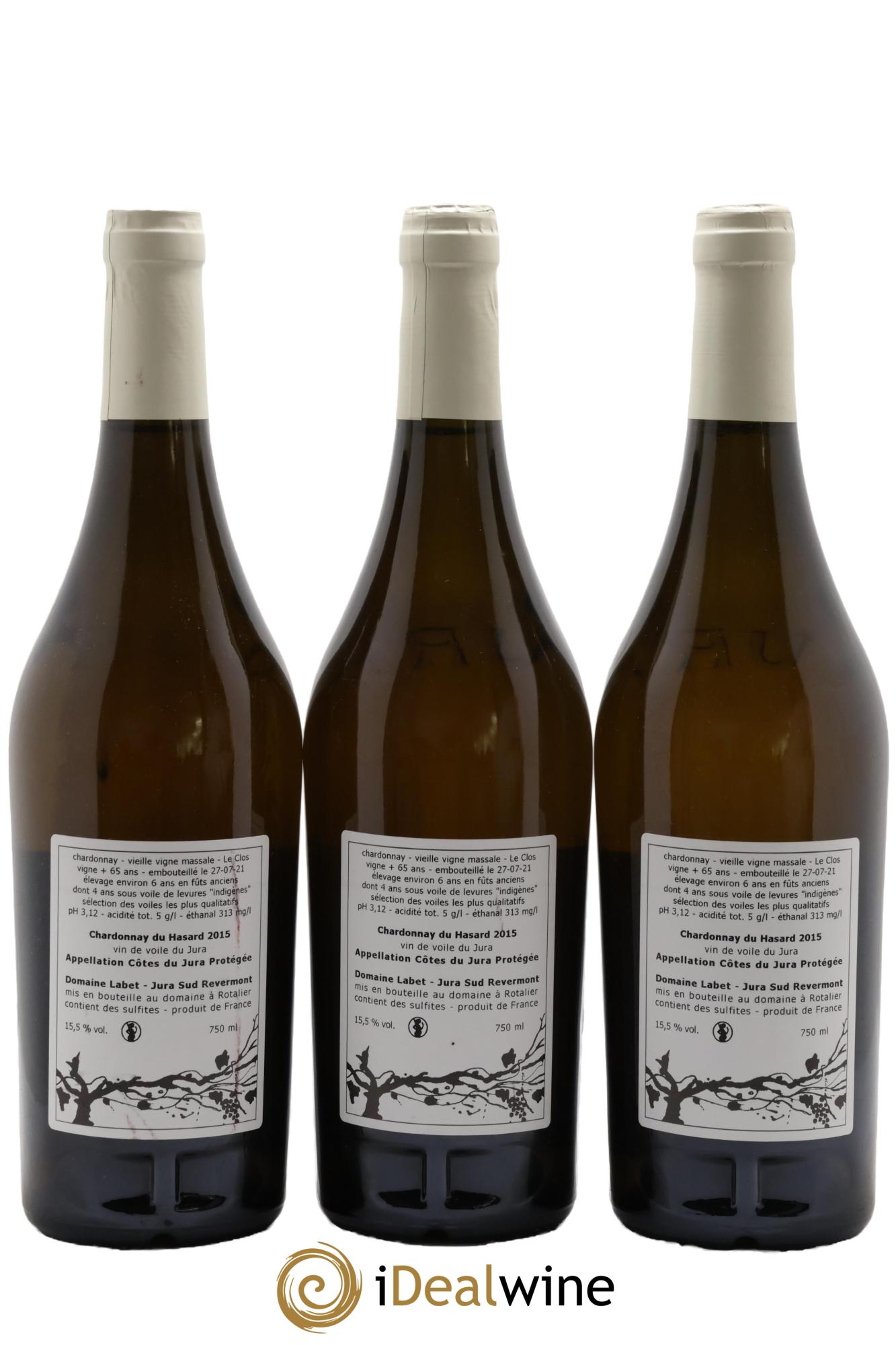 Côtes du Jura Vin de voile Chardonnay du Hasard Romain - Julien - Charline Labet 2015 - Posten von 3 Flaschen - 1