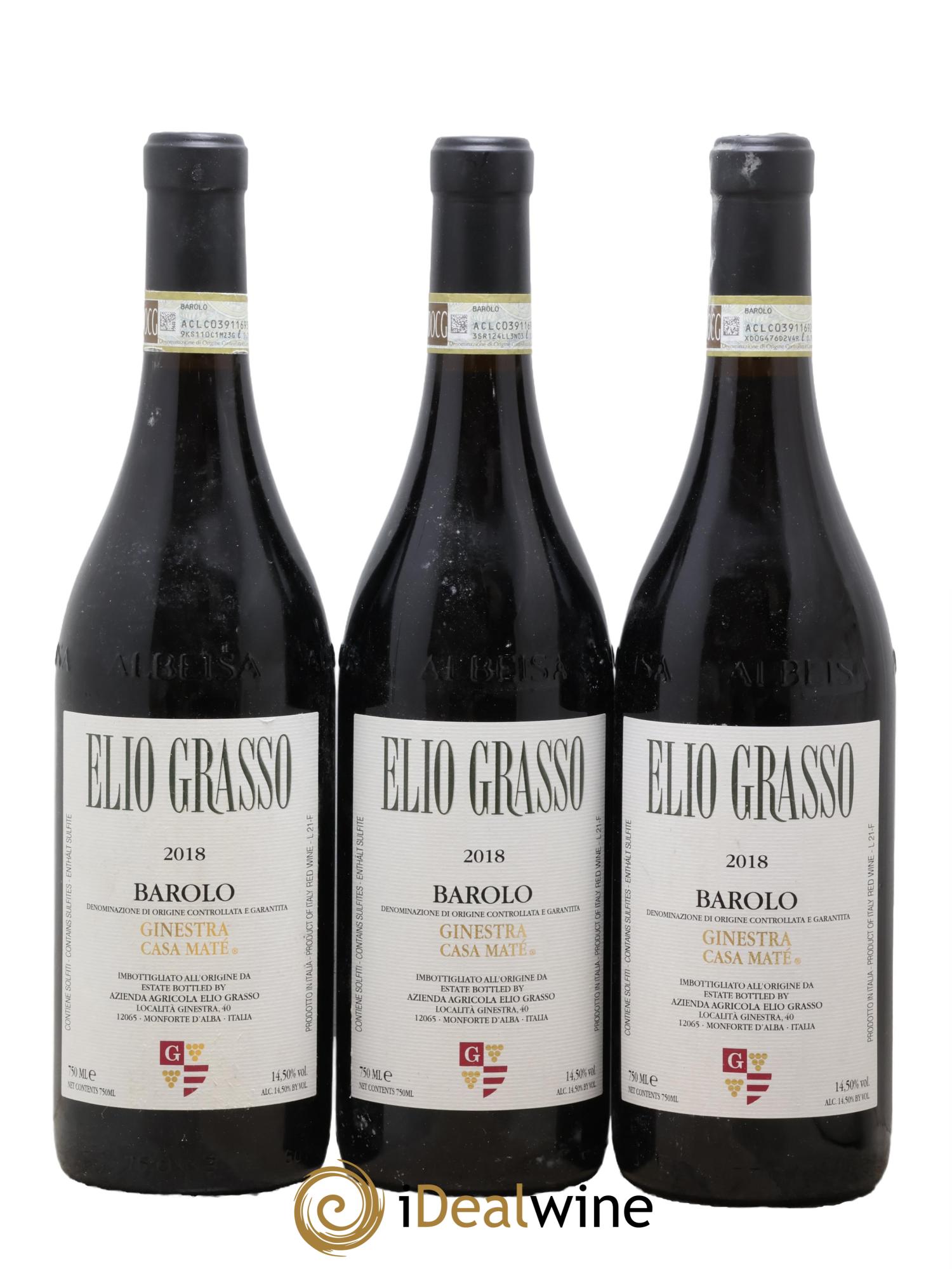 Barolo DOCG Ginestra Casa Maté Elio Grasso 2018 - Lot de 3 bouteilles - 0