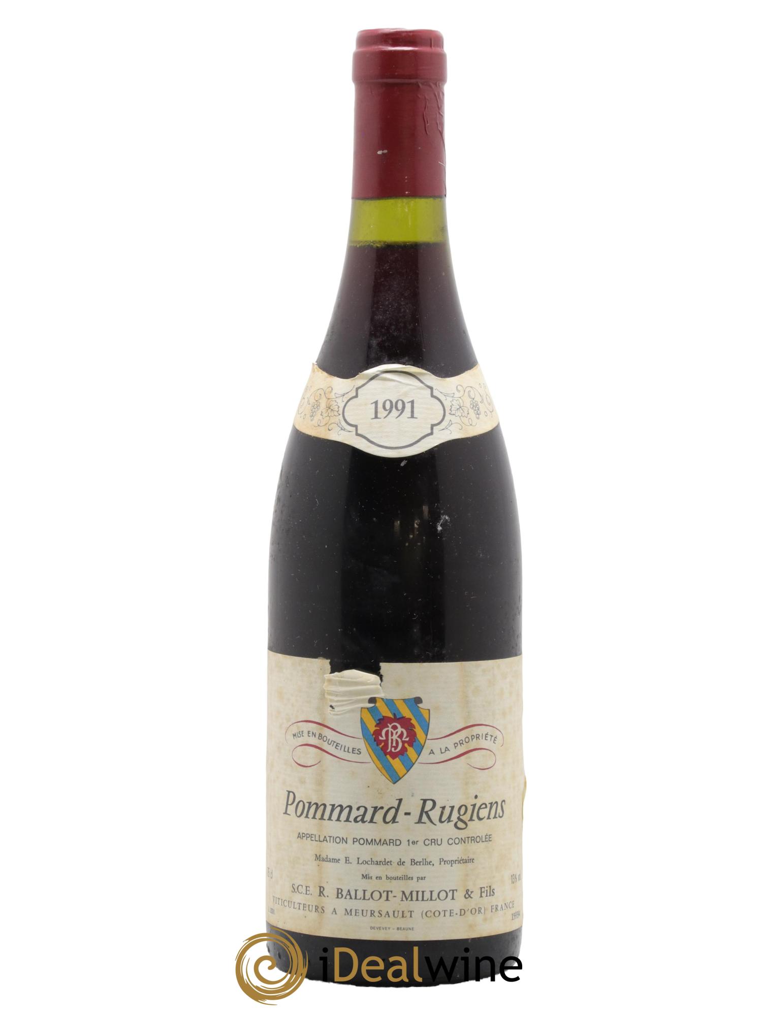 Pommard 1er Cru Rugiens Ballot-Millot 1991 - Lot de 1 bouteille - 0