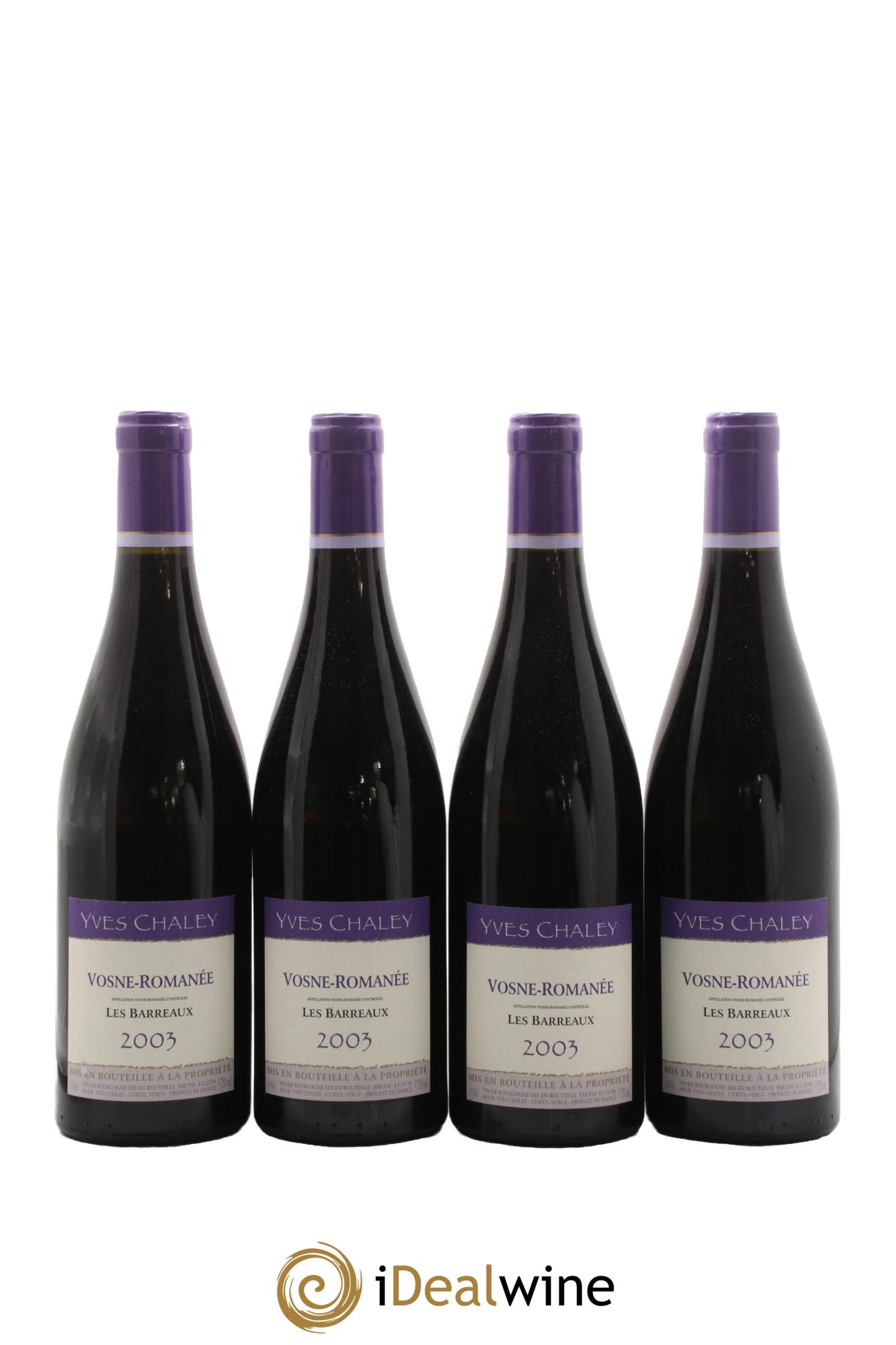 Vosne-Romanée Les Barreaux Yves Chaley 2003 - Lot de 4 bouteilles - 0