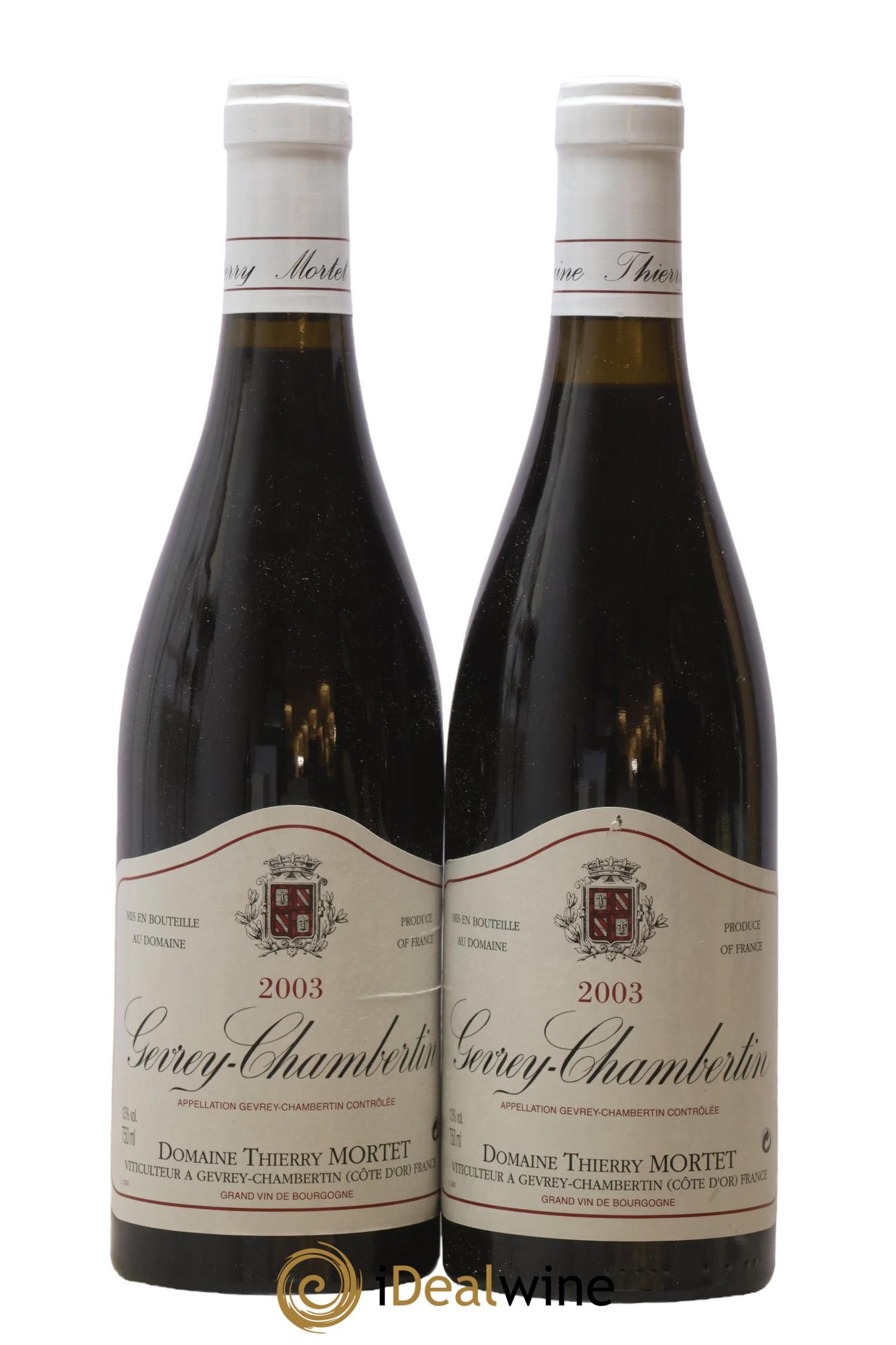 Gevrey-Chambertin Thierry Mortet (Domaine) 2003 - Lot of 2 bottles - 0