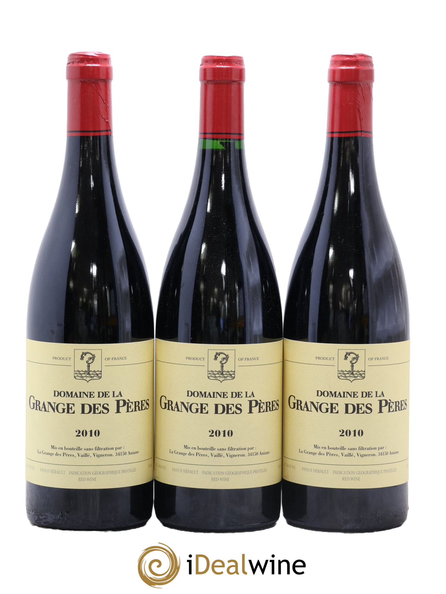 Pays d'Hérault Grange des Pères Laurent Vaillé 2010 - Lot of 3 bottles - 0