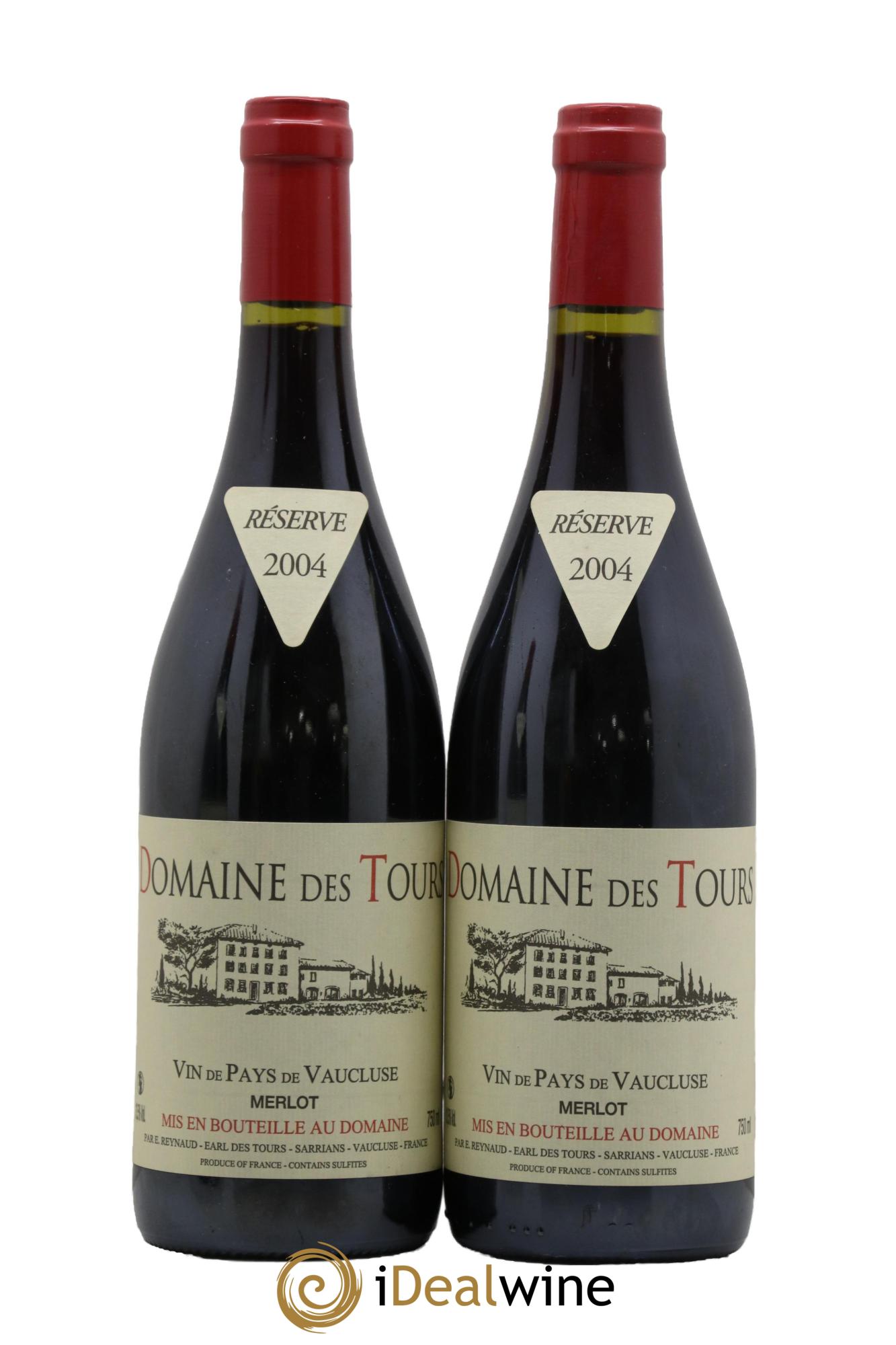 Vaucluse Domaine des Tours Merlot Emmanuel Reynaud 2004 - Lot de 2 bouteilles - 0