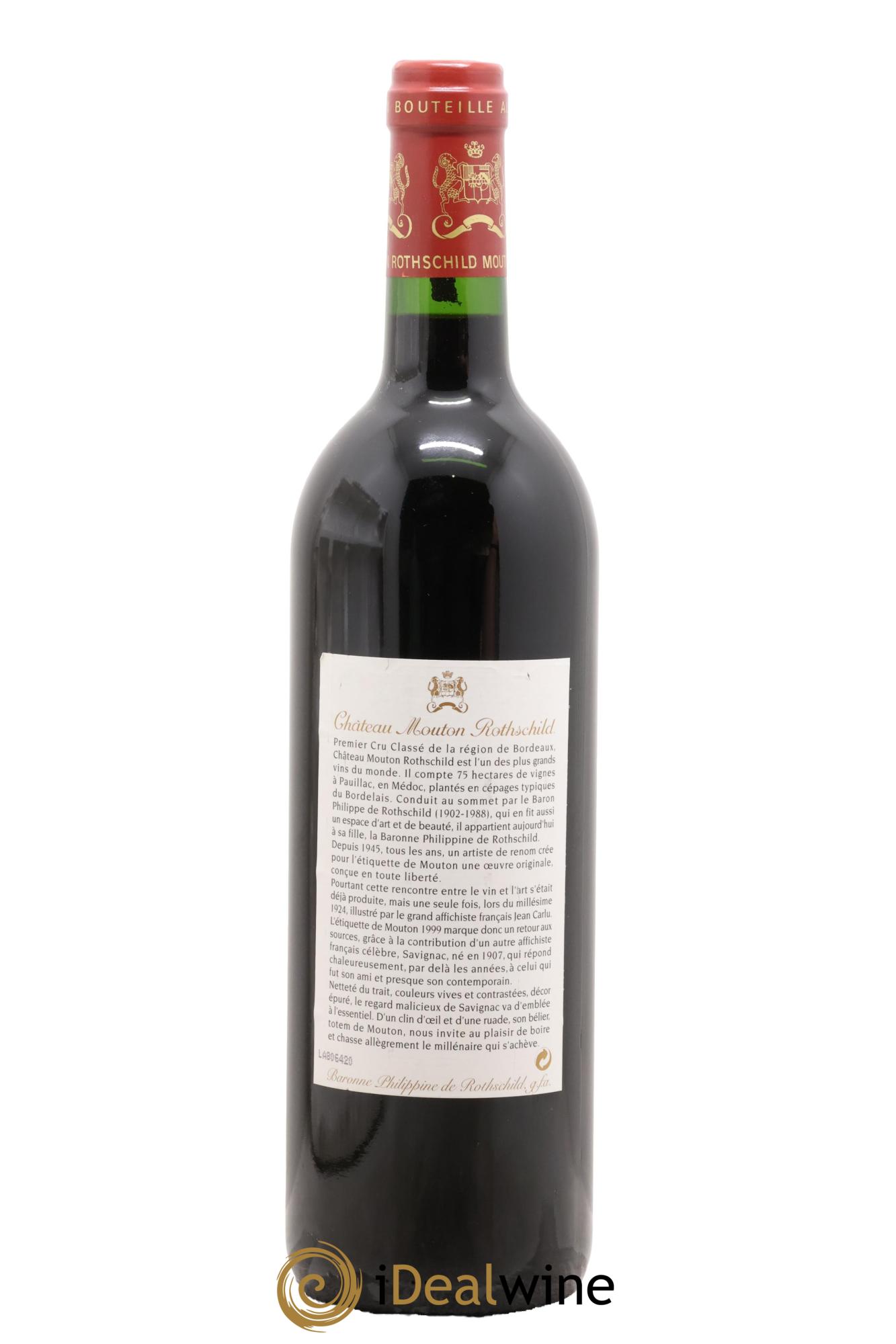 Château Mouton Rothschild 1er Grand Cru Classé 1999 - Lot de 1 bouteille - 1