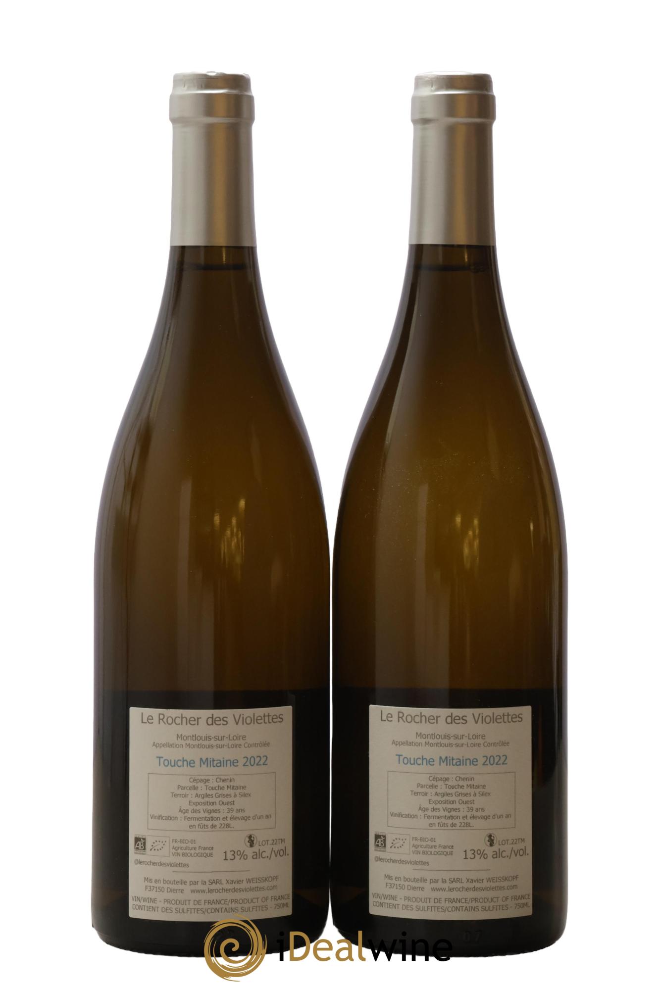 Montlouis-sur-Loire Touche Mitaine Le Rocher des Violettes 2022 - Posten von 2 Flaschen - 1