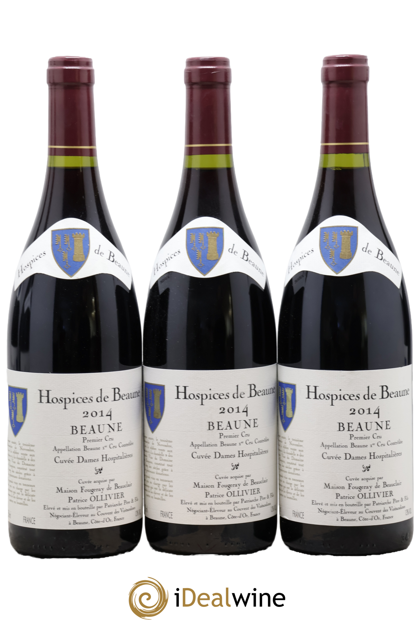 Beaune 1er Cru Cuvée des Dames Hospitalières Fougeray de Beauclair Hospices de Beaune 2014 - Lotto di 3 bottiglie - 0