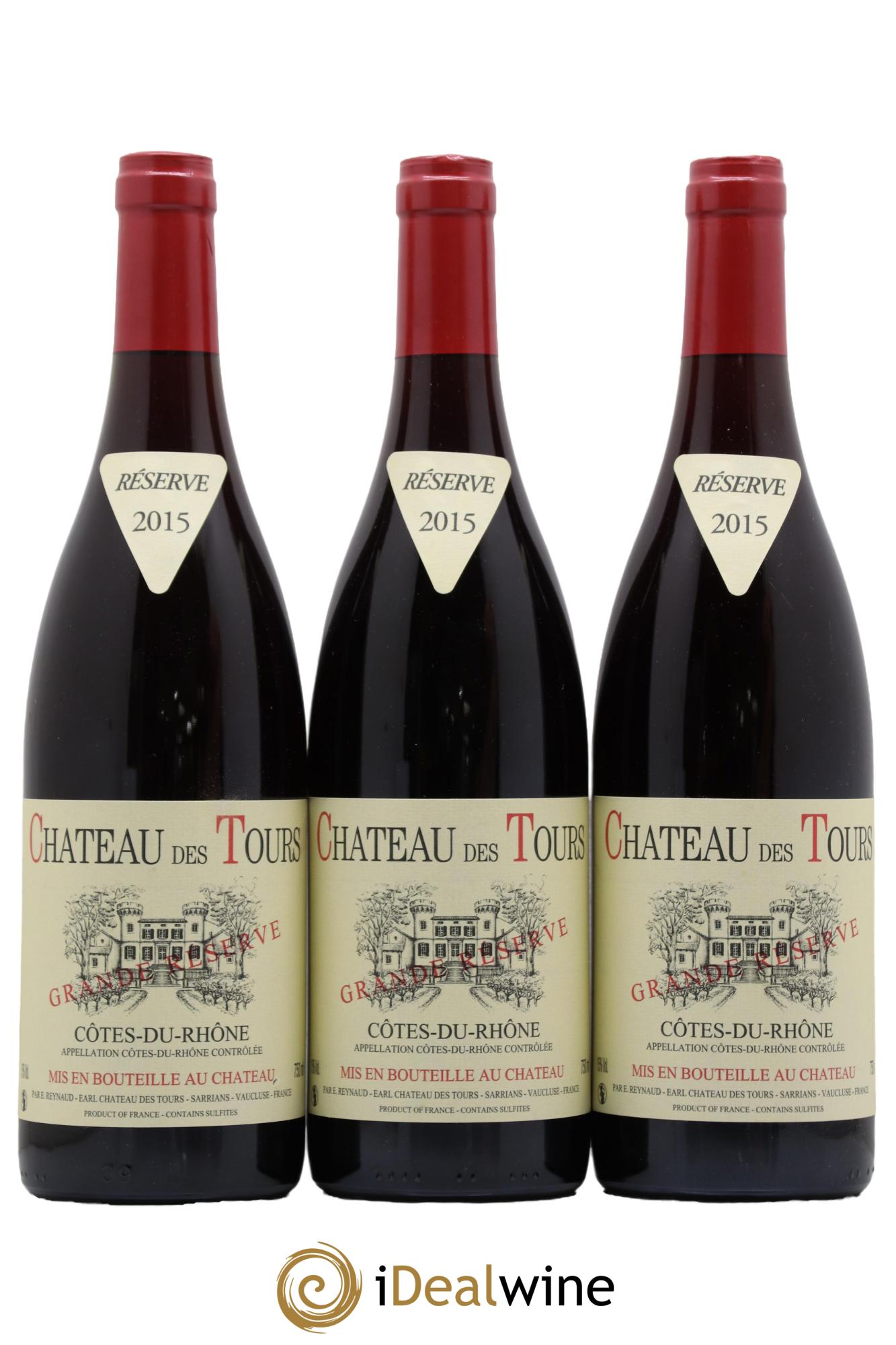 Côtes-du-Rhône Château des Tours Grande Réserve Emmanuel Reynaud 2015 - Lot de 3 bouteilles - 0