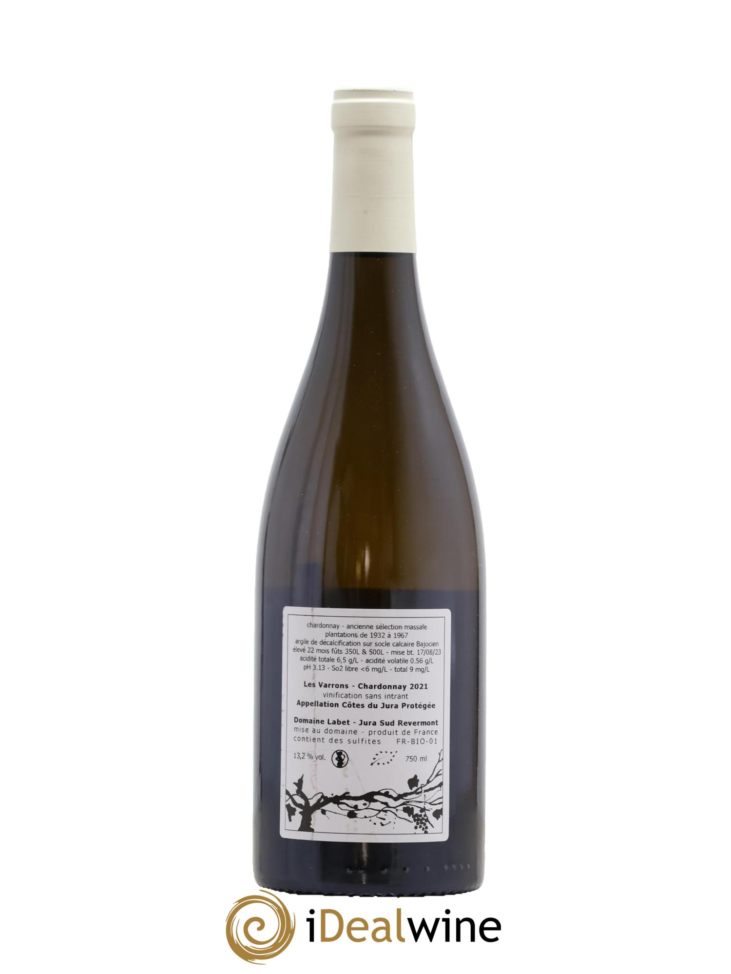 Côtes du Jura Chardonnay Les Varrons Romain - Julien - Charline Labet 2021 - Lot de 1 bouteille - 1