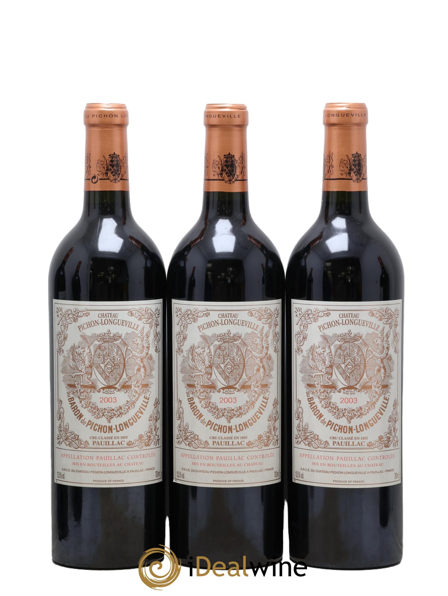 Pichon Longueville Baron 2ème Grand Cru Classé 2003 - Lot de 6 bouteilles - 1