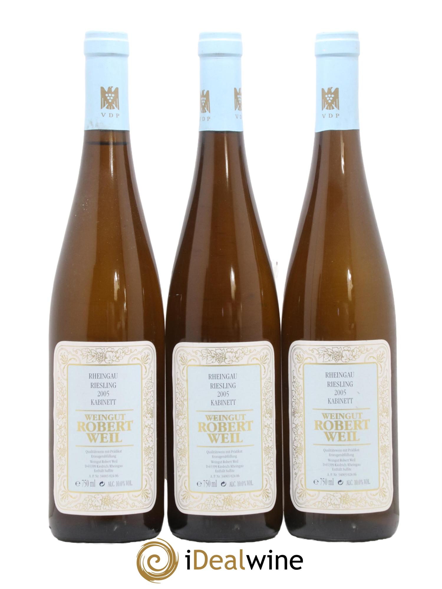 Allemagne Rheingau Fruchtsüß Riesling Kabinett Robert Weil 2005 - Posten von 3 Flaschen - 0