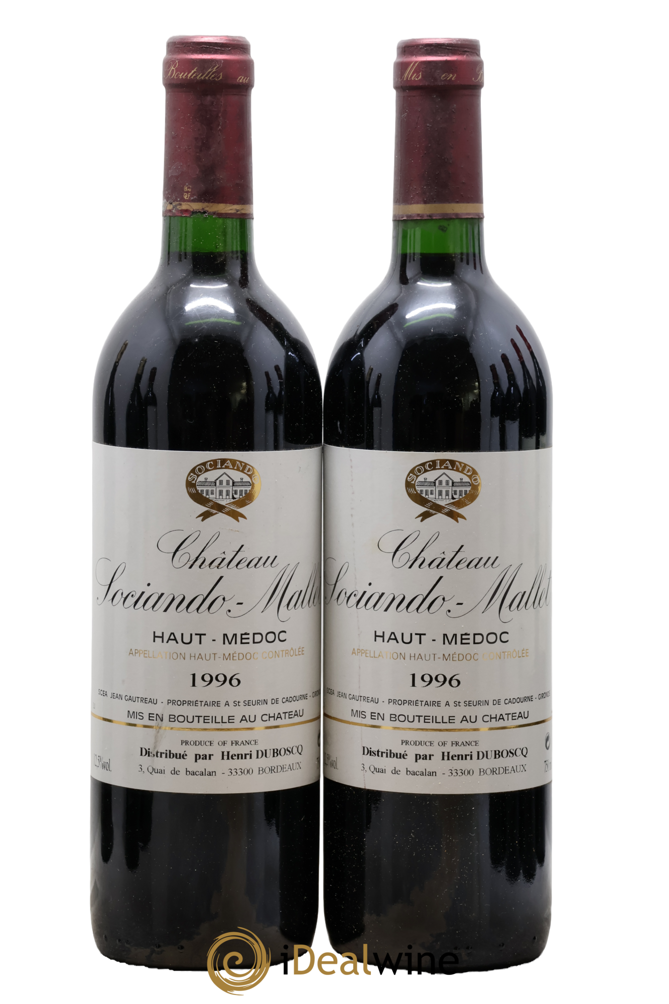 Château Sociando Mallet 1996 - Lot de 2 bouteilles - 0