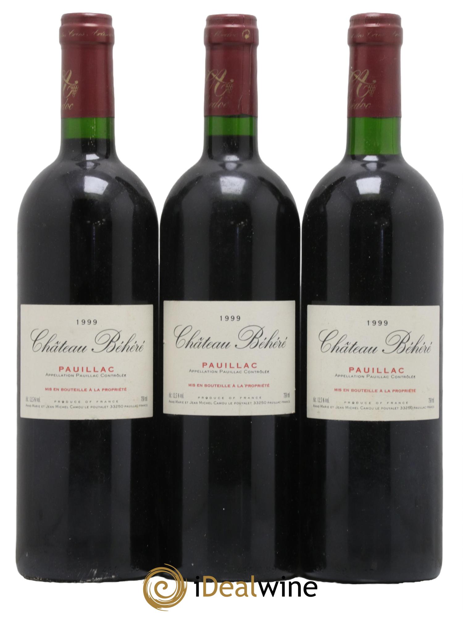 Pauillac Chateau Behere 1999 - Lot de 3 bouteilles - 0