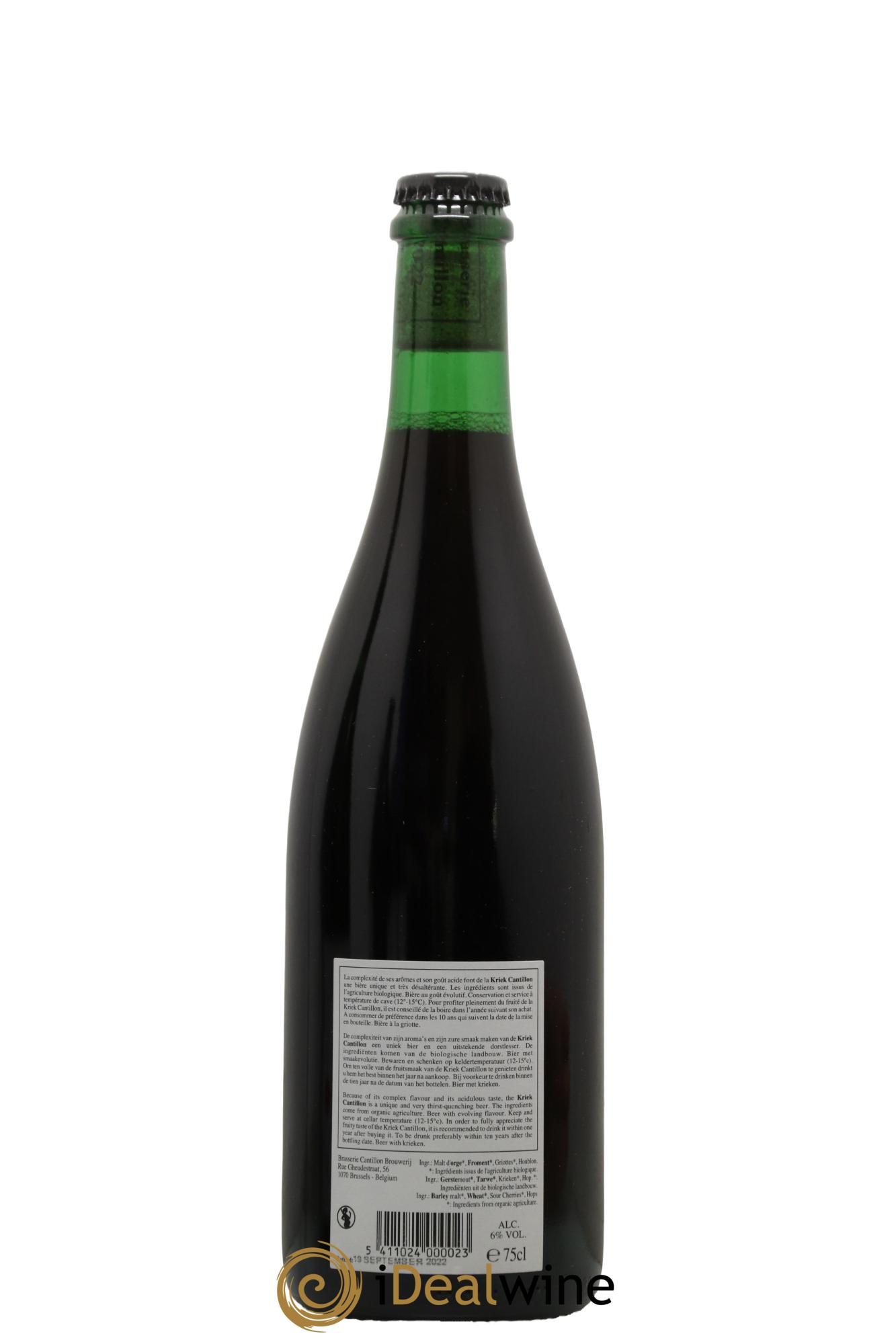 Bière Lambic Kriek Cantillon embouteillée en  2022 - Lot de 1 bouteille - 1