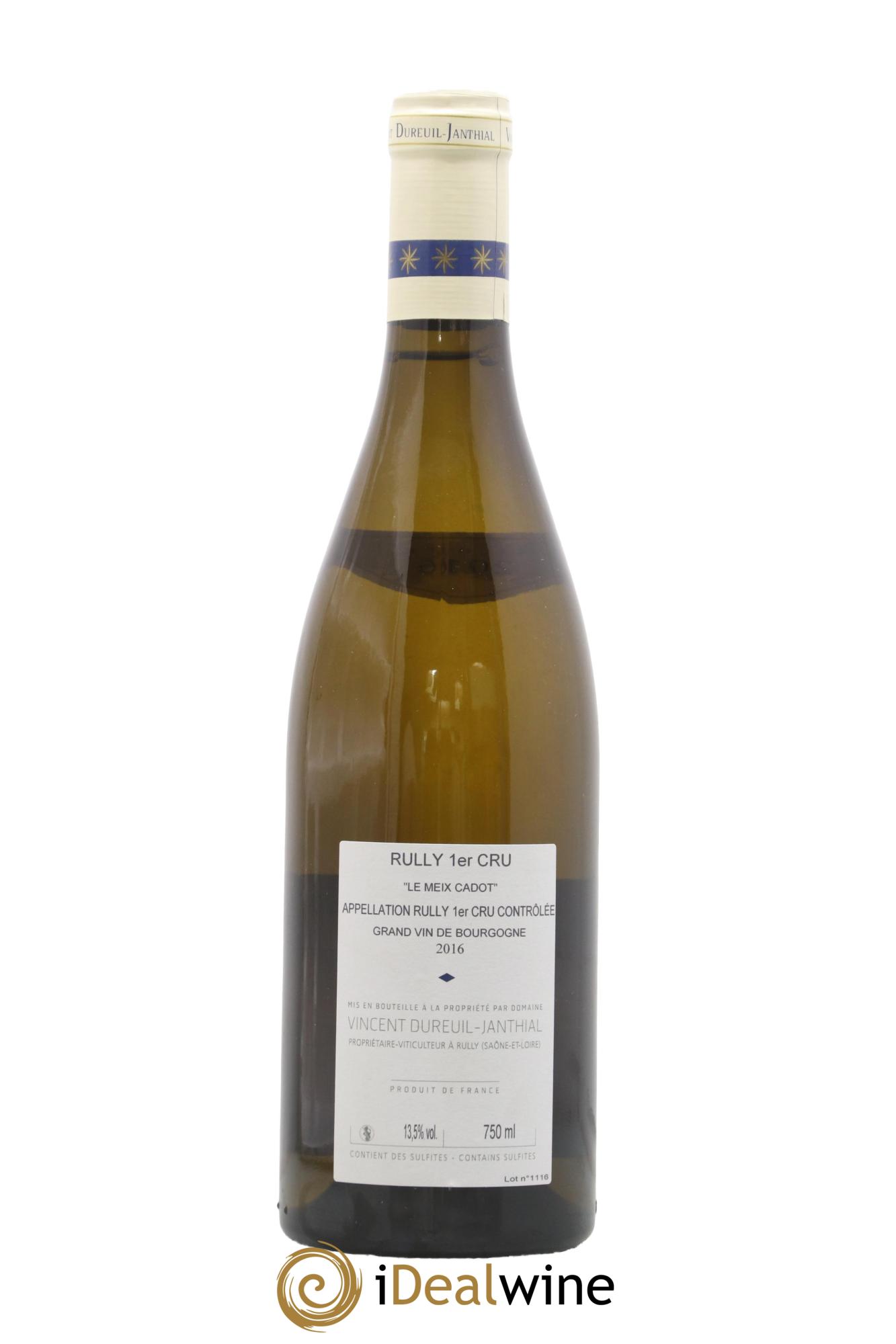 Rully 1er Cru Le Meix Cadot Vieilles Vignes Vincent Dureuil-Janthial 2016 - Lot of 1 bottle - 1