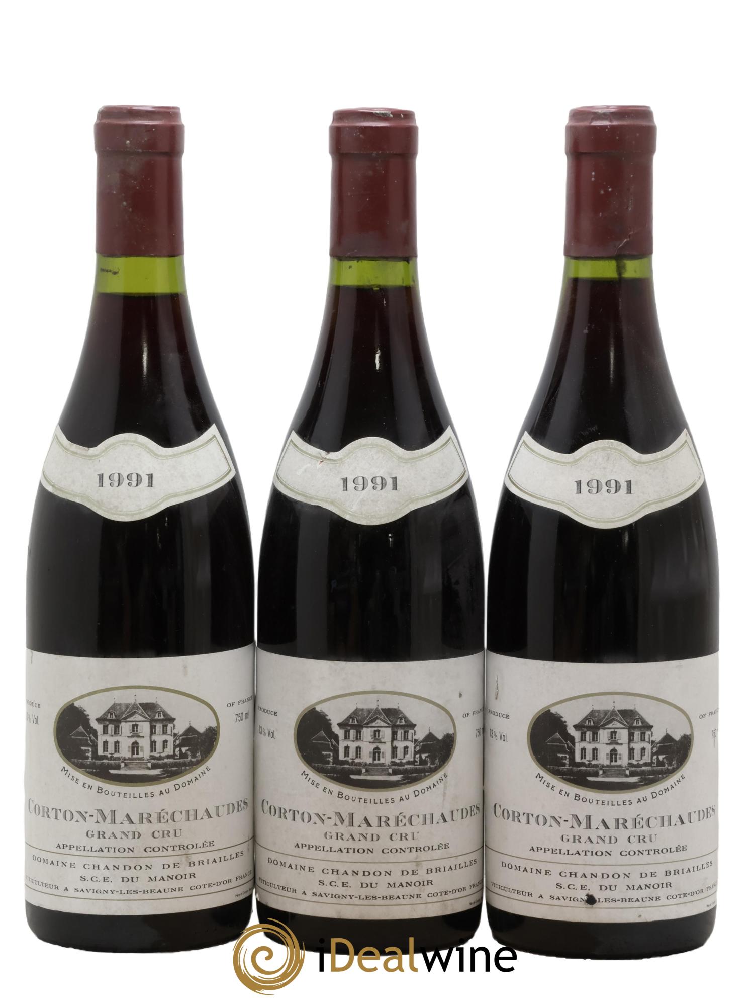 Corton Grand Cru Les Maréchaudes Chandon de Briailles 1991 - Lot de 3 bouteilles - 0