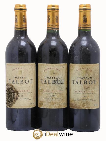 Château Talbot 4ème Grand Cru Classé 1996 - Posten von 3 Flaschen - 0