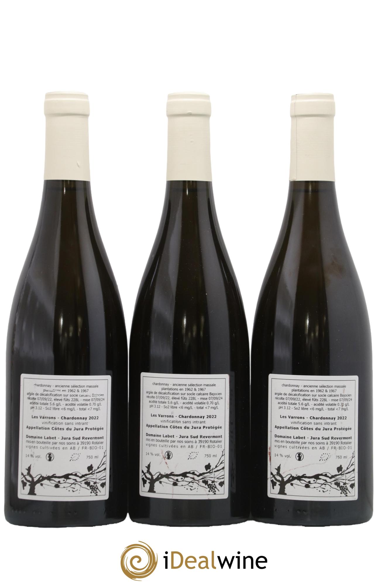 Côtes du Jura Chardonnay Les Varrons Romain - Julien  - Charline Labet 2022 - Lot de 3 bouteilles - 1
