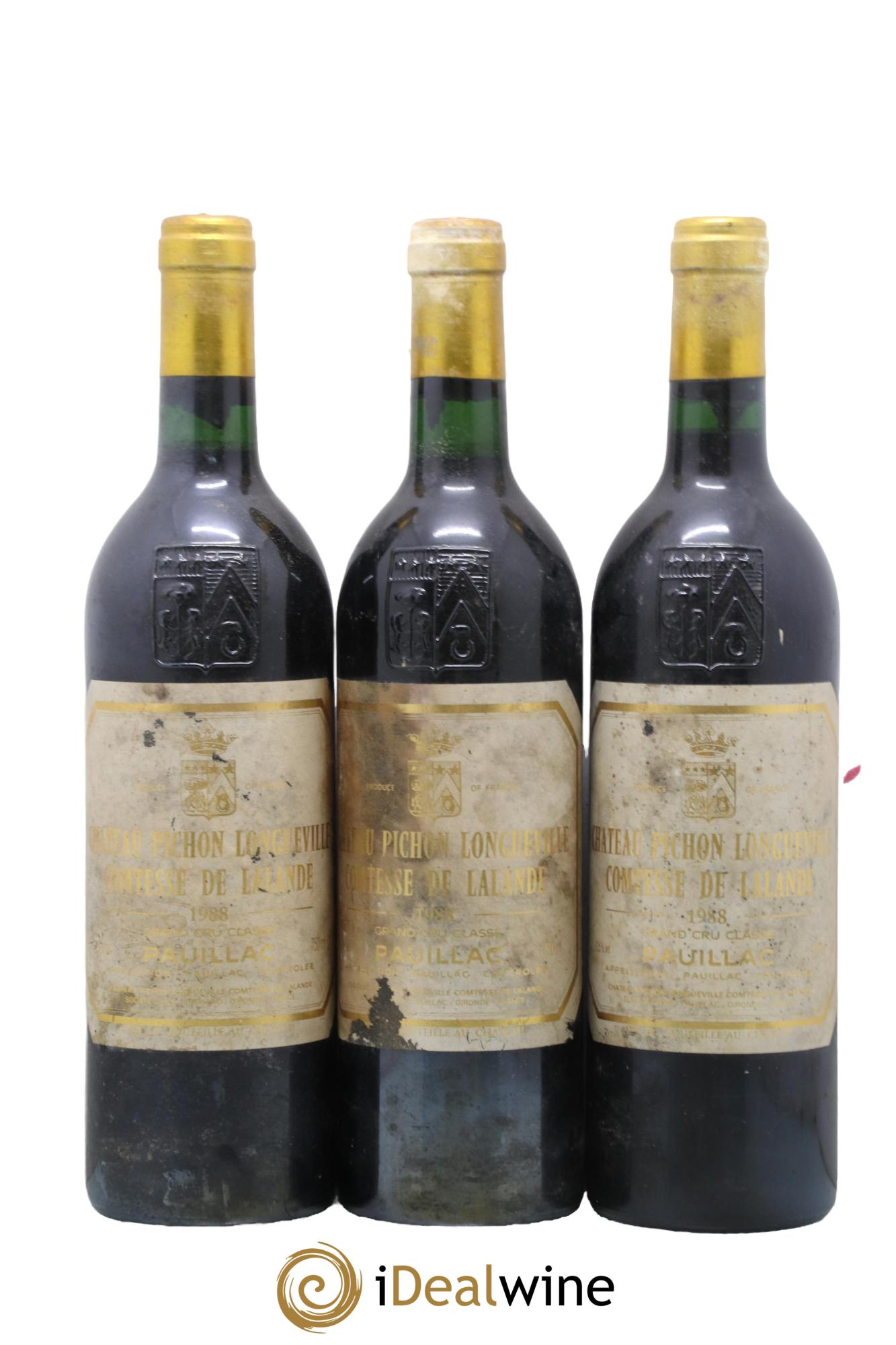 Château Pichon Longueville Comtesse de Lalande 2ème Grand Cru Classé 1988 - Lot de 3 bouteilles - 0