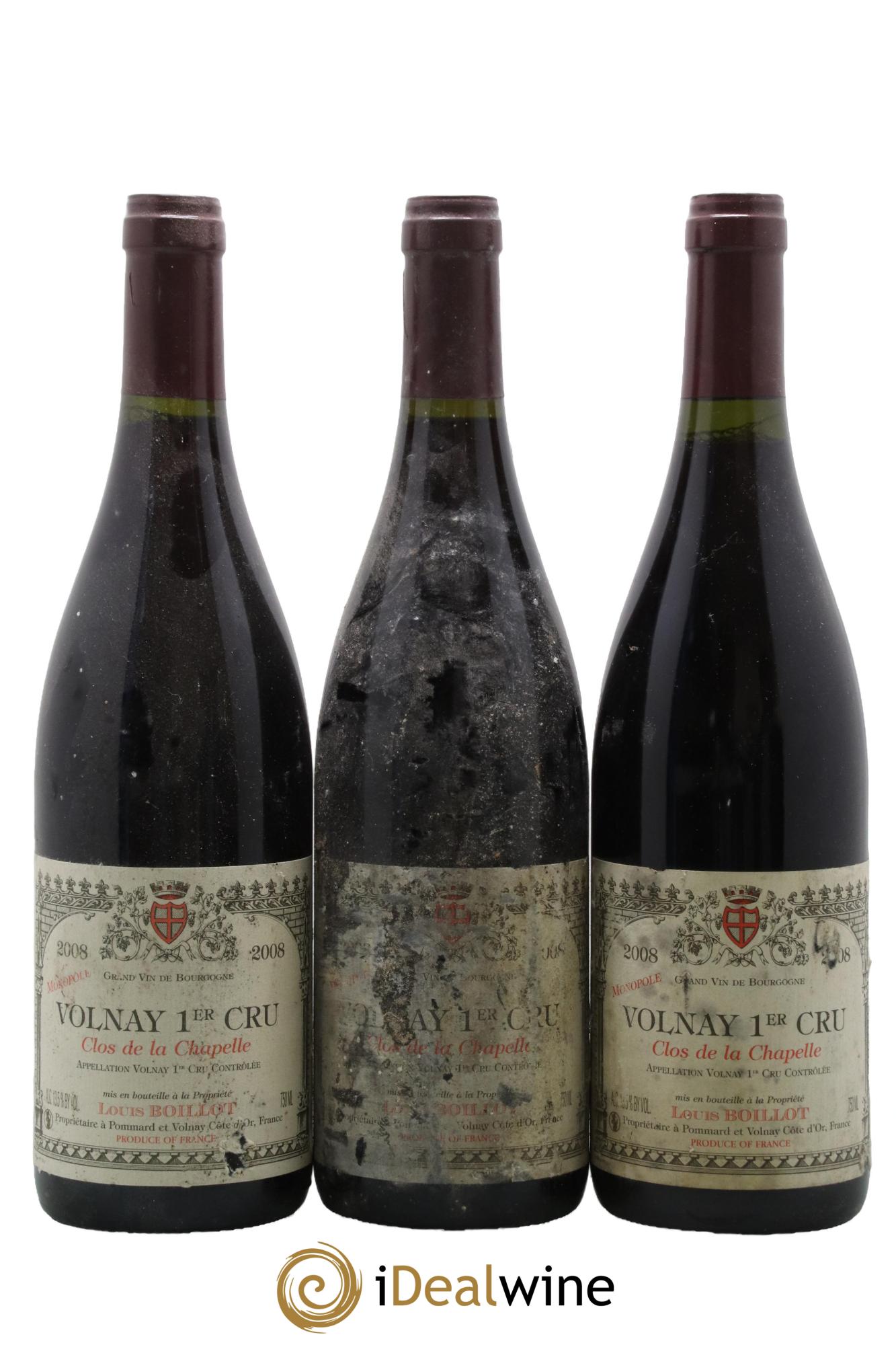 Volnay 1er Cru Clos de la Chapelle Louis Boillot et Fils 2008 - Lot de 3 bouteilles - 0