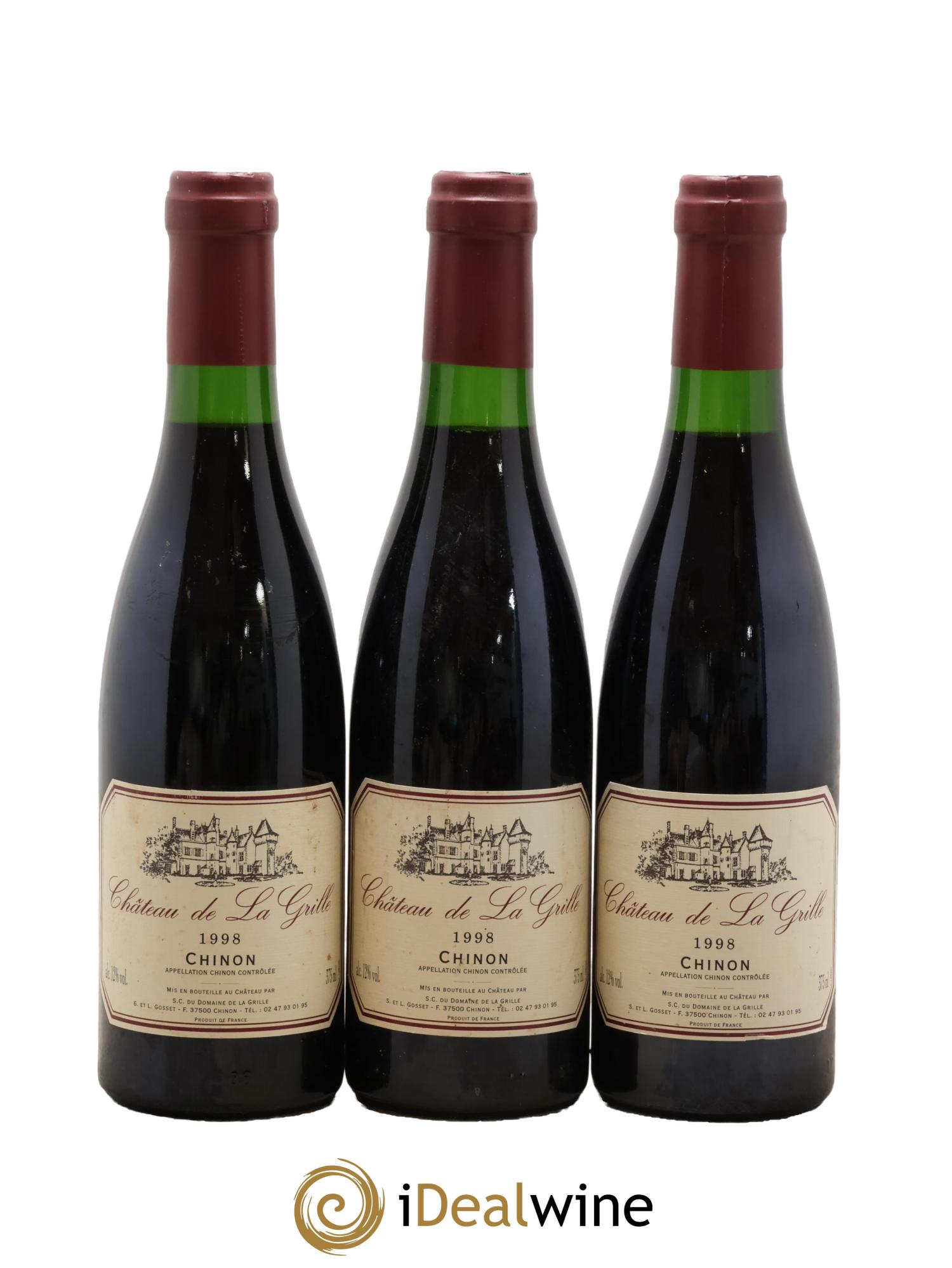 Chinon Château de la Grille 1998 - Lot de 3 demi bouteilles - 0