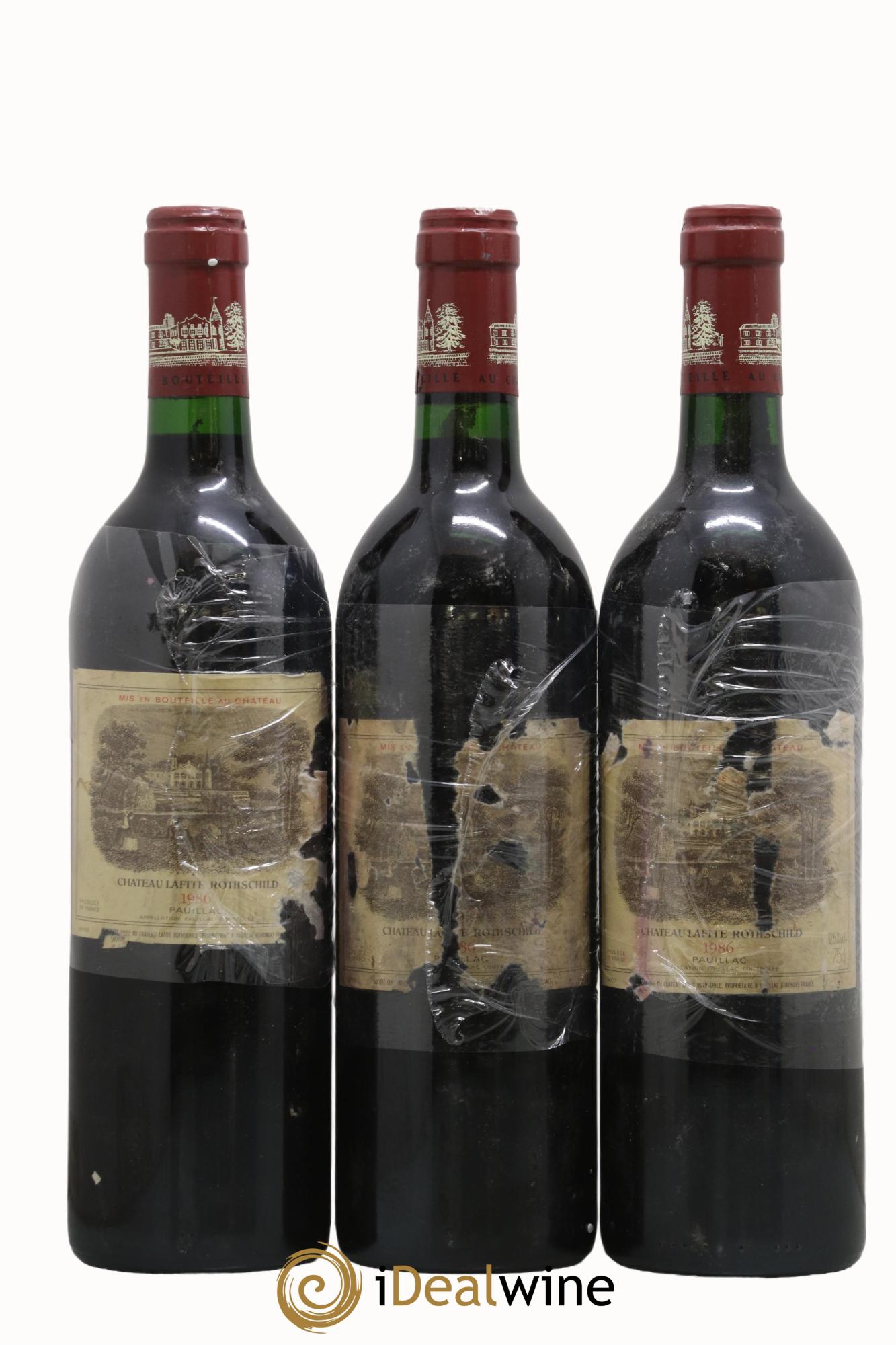 Château Lafite Rothschild 1er Grand Cru Classé 1986 - Lot de 3 bouteilles - 0