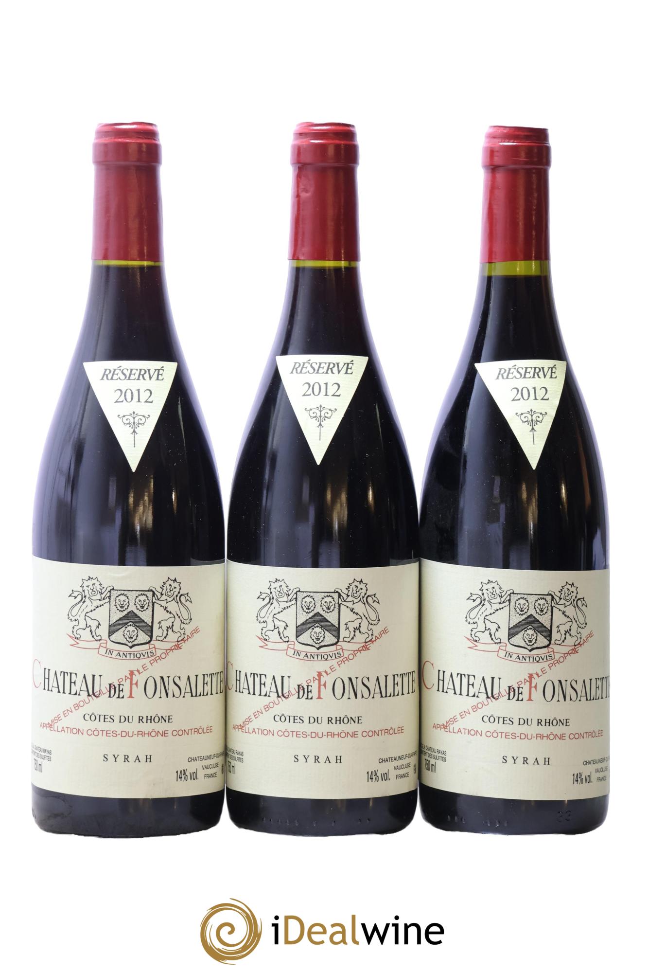 Côtes-du-Rhône Cuvée Syrah Château de Fonsalette 2012 - Lot de 3 bouteilles - 0