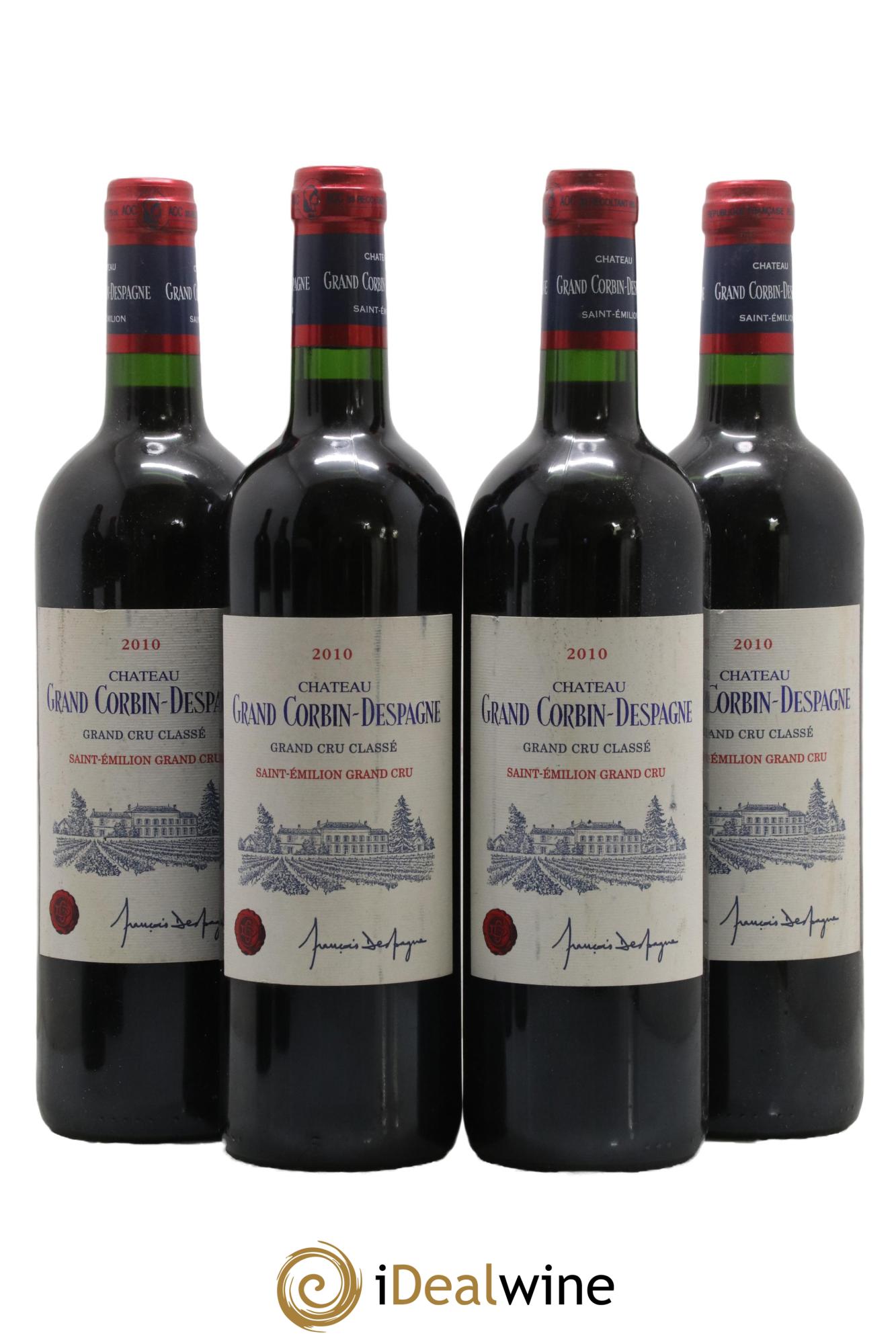 Château Grand Corbin Despagne Grand Cru Classé 2010 - Lot de 4 bouteilles - 0