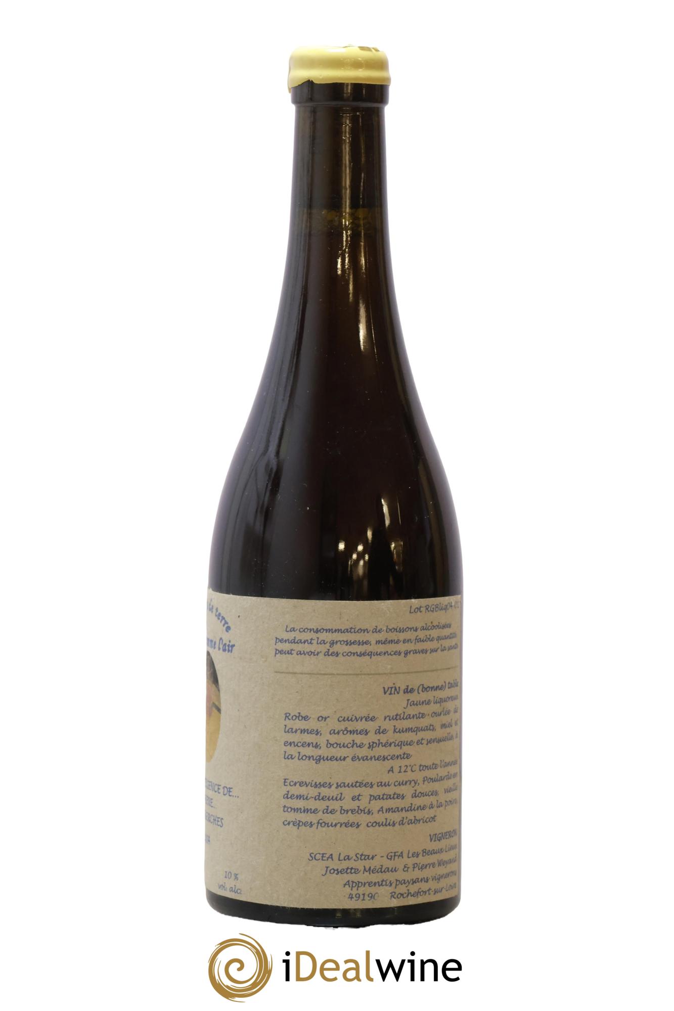 Vin de France Le Quintessence de Lumiere des Guerches Un Vin de Terre Libre Comme l'Air Josette Medau et Pierre Weyand 2004 - Lot de 1 format 50cl - 2