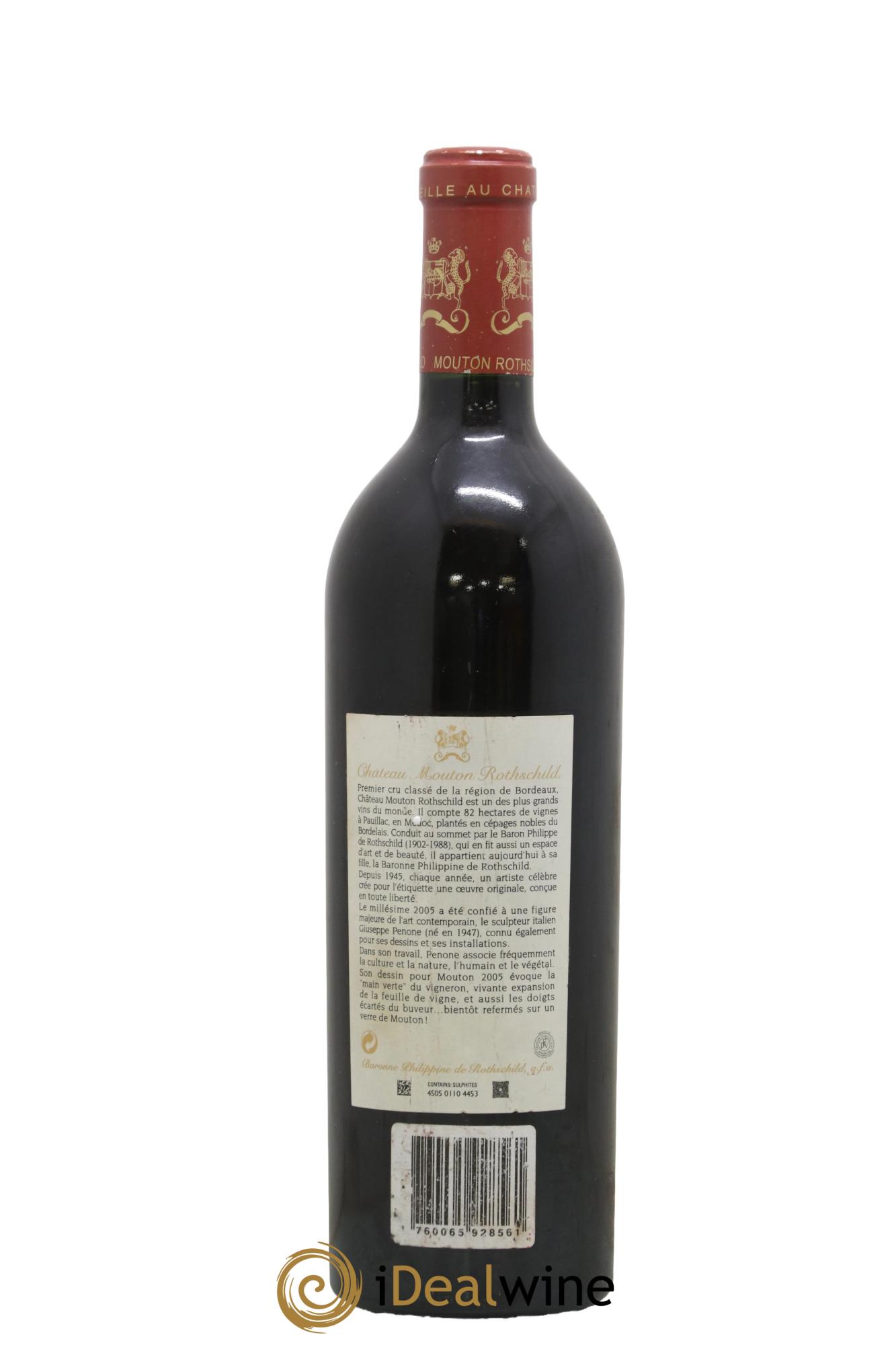 Château Mouton Rothschild 1er Grand Cru Classé 2005 - Lot de 1 bouteille - 1