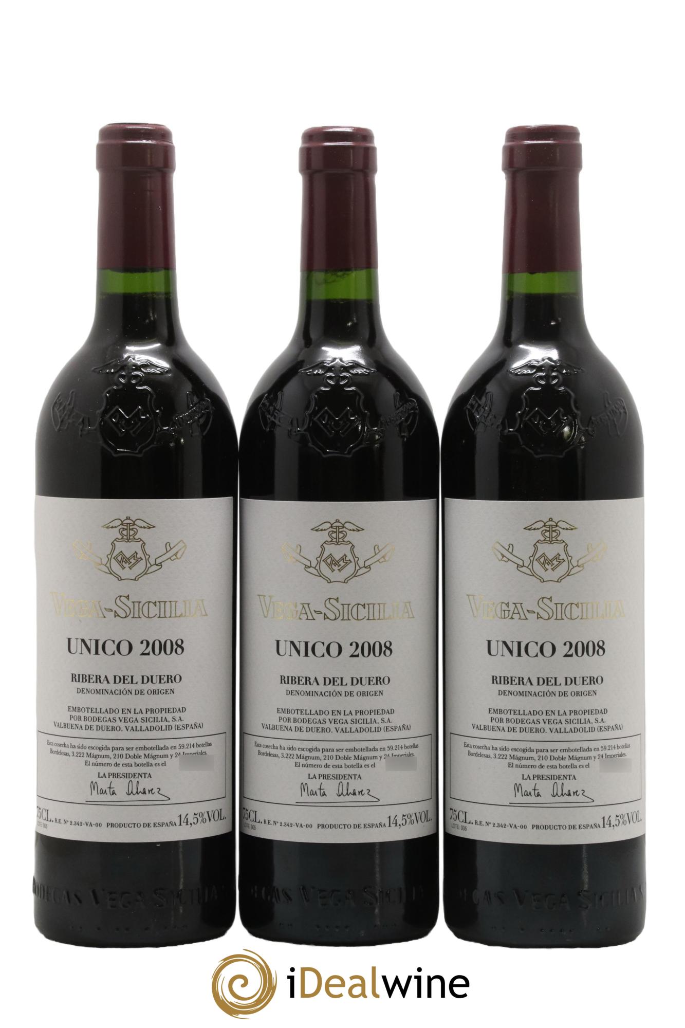 Ribera Del Duero DO Vega Sicilia Unico Famille Alvarez 2008 - Lot of 3 bottles - 0