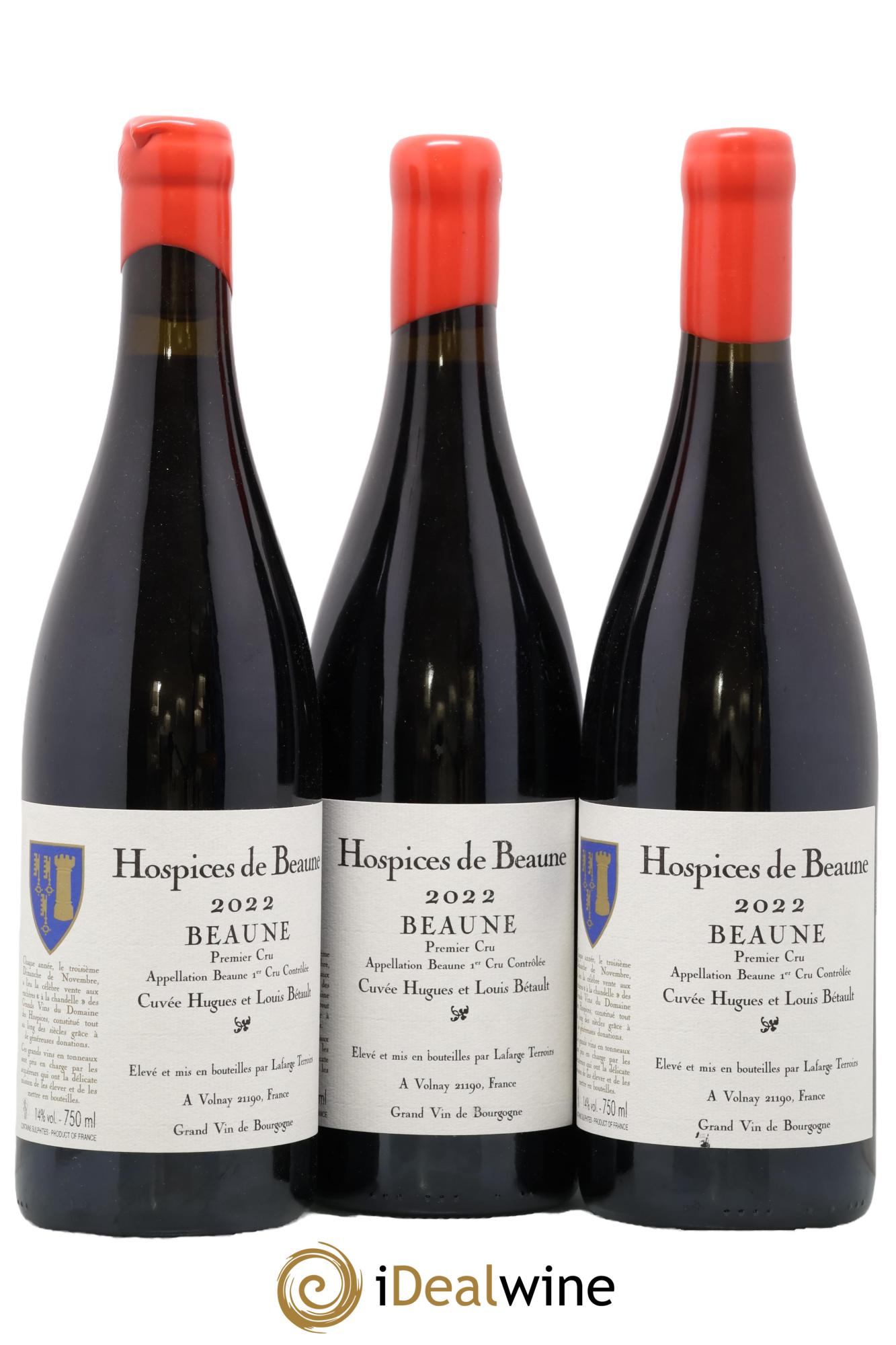 Beaune 1er Cru cuvée Hugues et Louis Bétault Hospices de Beaune Lafarge 2022 - Lot de 3 bouteilles - 0