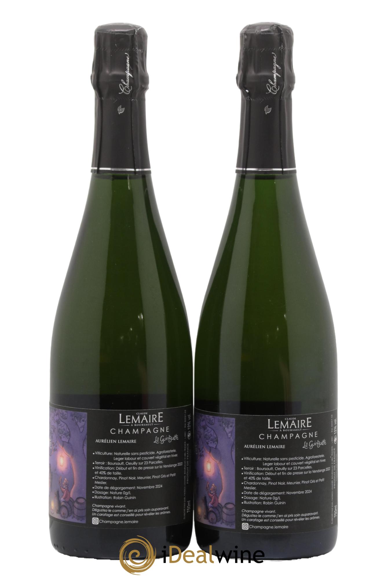 Champagne La Guingette Lemaire - Lot of 2 bottles - 1