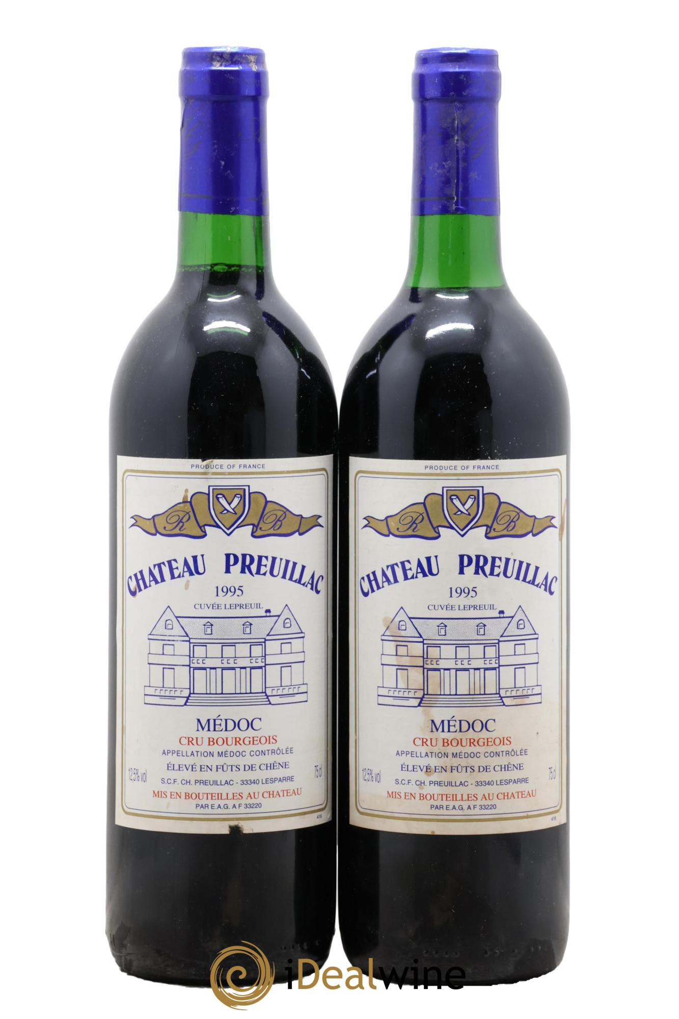 Château Preuillac 1995 - Lotto di 2 bottiglie - 0